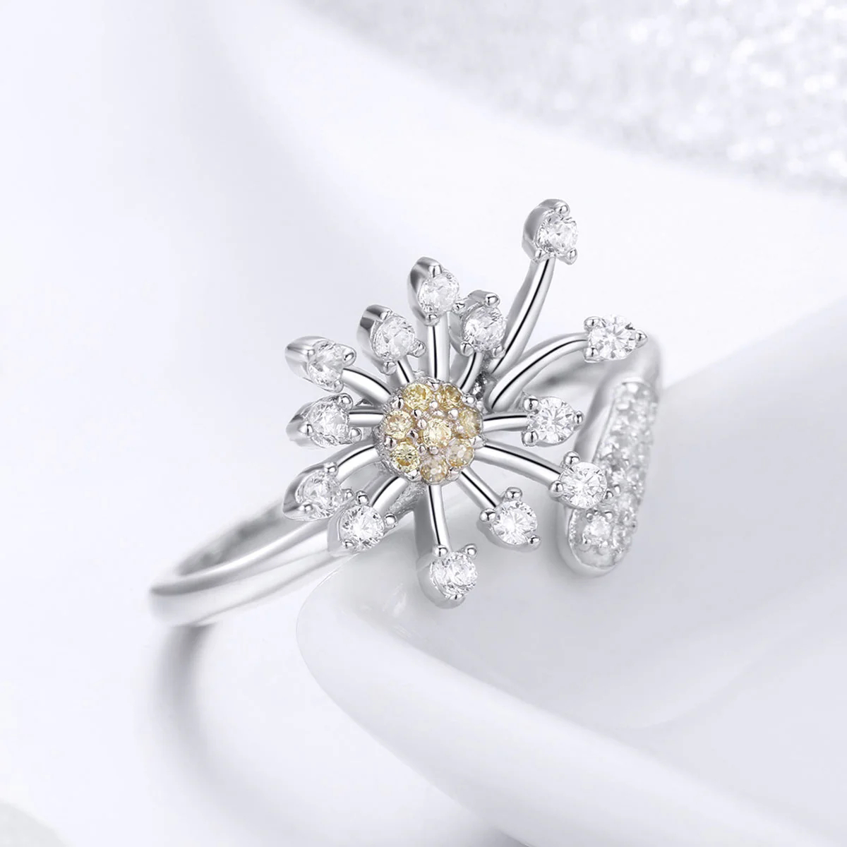 925 Sterling Silver Ring with Plated Platinum and Pavé Setting CZ - Image 8