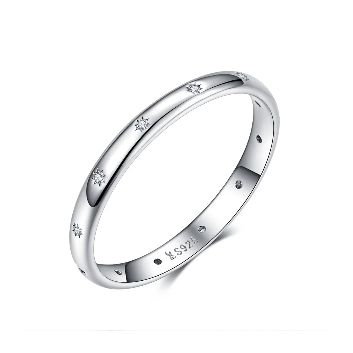 925 Sterling Silver Size 6.0 Plated Platinum Pavé Setting CZ Ring for Women