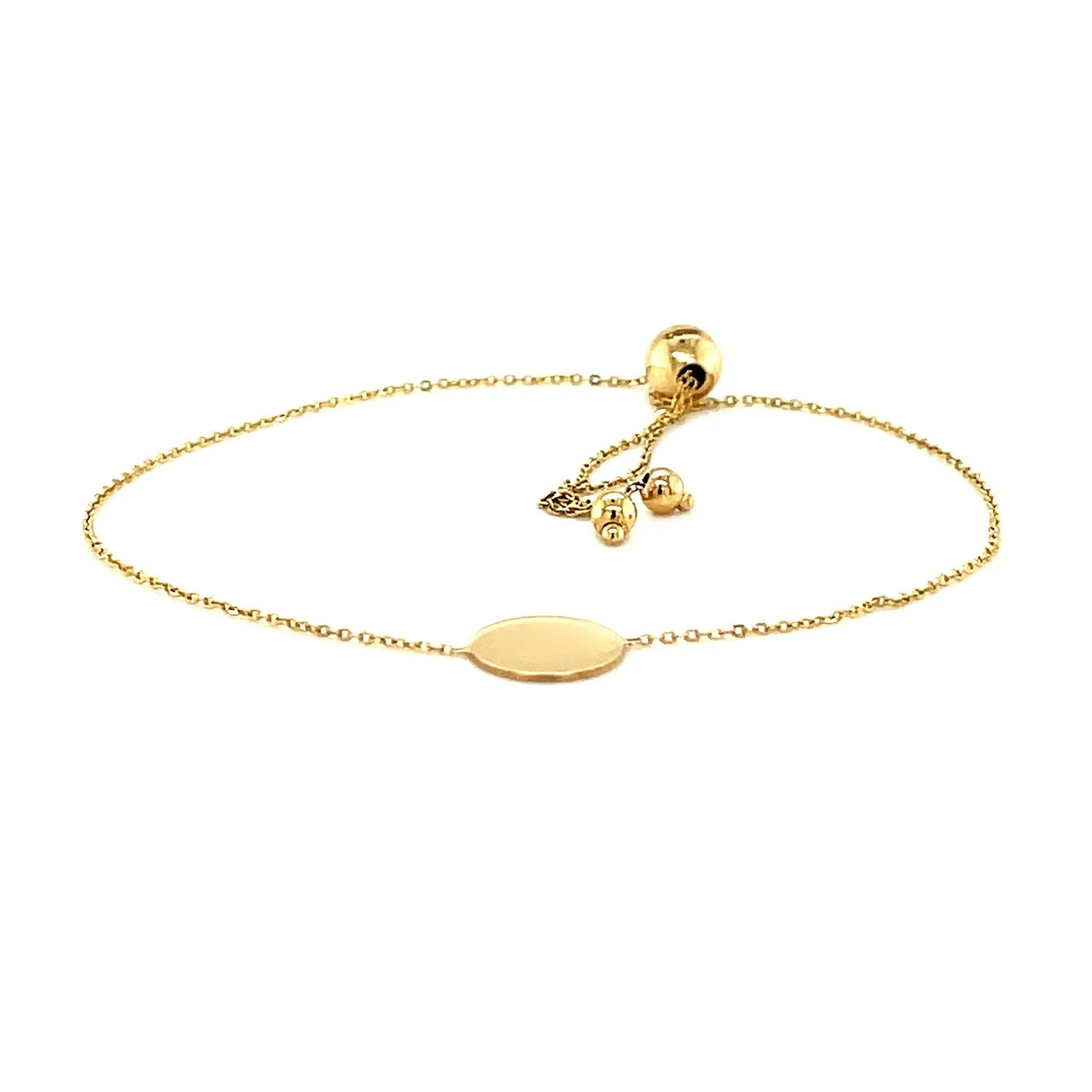 Adjustable Bracelet with Shiny Circle in 14k Yellow Gold - Image 6