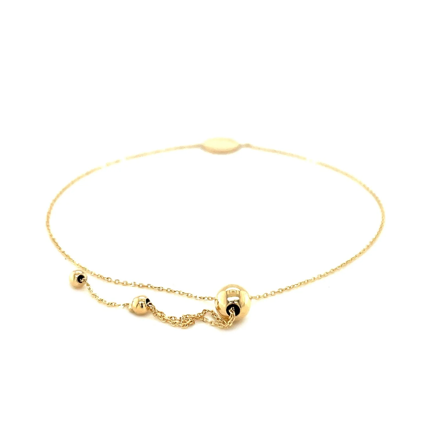 Adjustable Bracelet with Shiny Circle in 14k Yellow Gold - Image 7