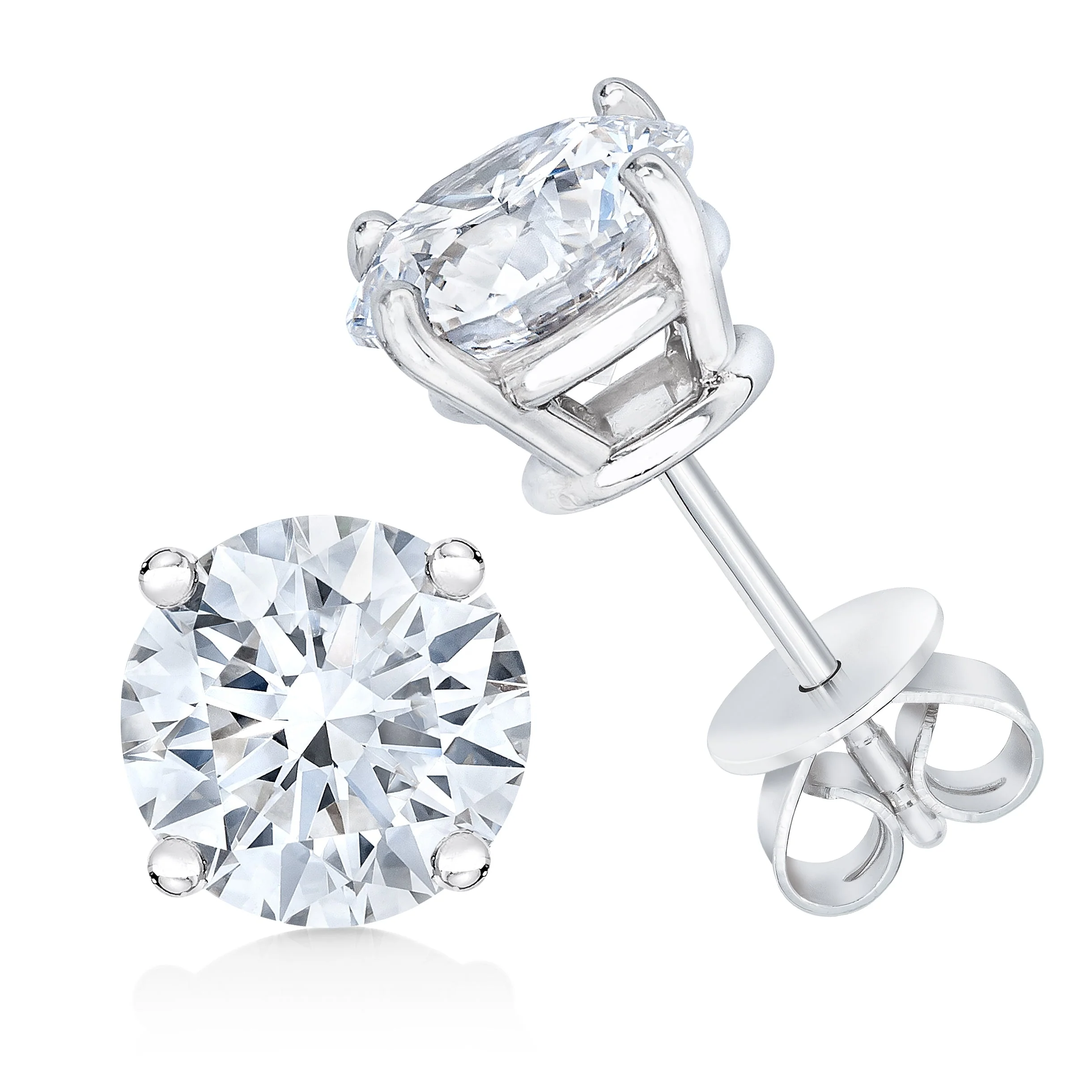 AGS Certified 14K White Gold 1.0 Cttw 4-Prong Set Brilliant Round-Cut Solitaire Diamond Push Back Stud Earrings (H-I Color, SI2-I1 Clarity) - Image 2