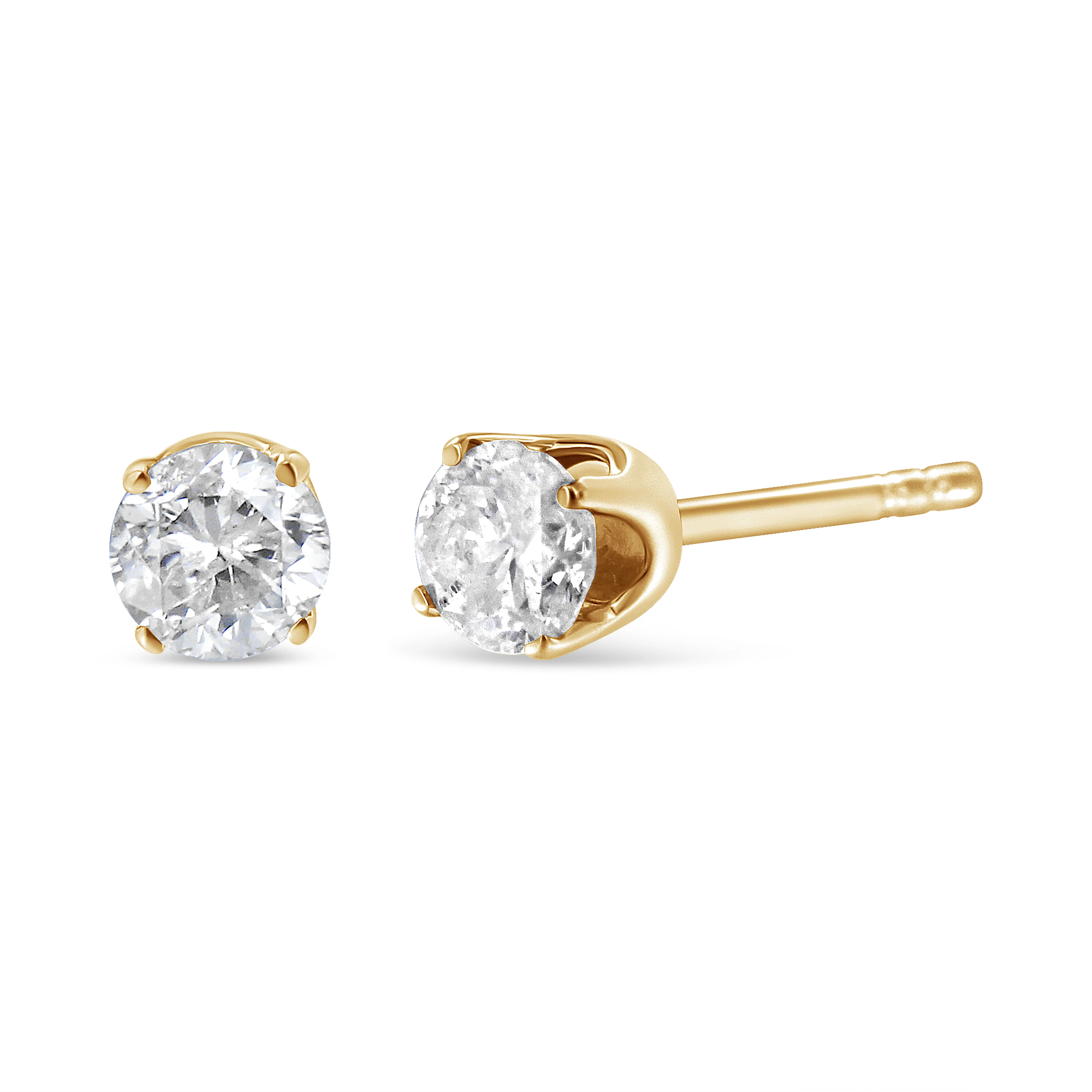 AGS Certified 14K Yellow Gold 1/2 Cttw 4 Prong Set Brilliant Round-Cut Solitaire Diamond Push Back Stud Earrings (O-P, Color, SI2-I1 Clarity) - Image 6