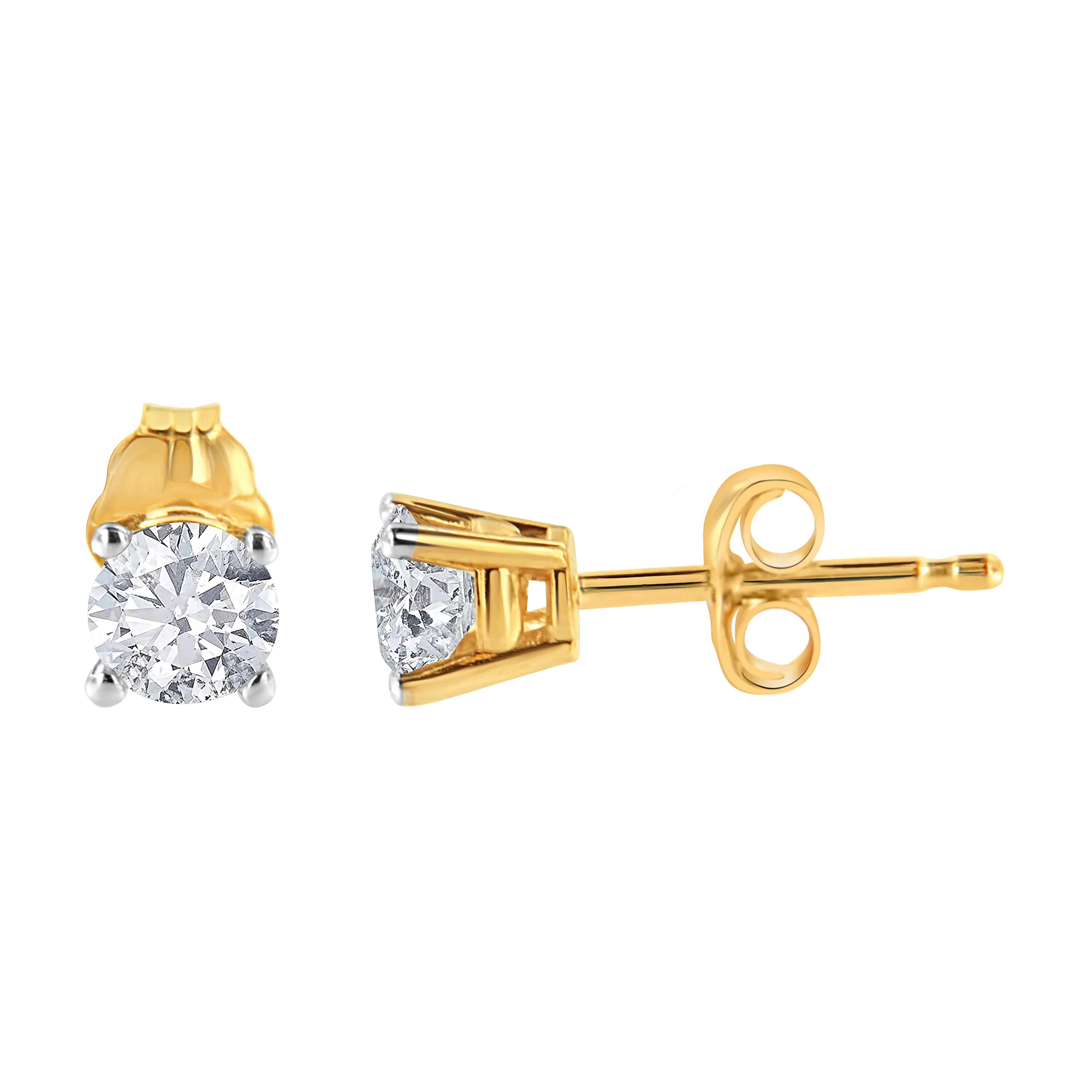 AGS Certified 14K Yellow Gold 1/2 Cttw 4 Prong Set Brilliant Round-Cut Solitaire Diamond Push Back Stud Earrings (O-P, Color, SI2-I1 Clarity) - Image 9