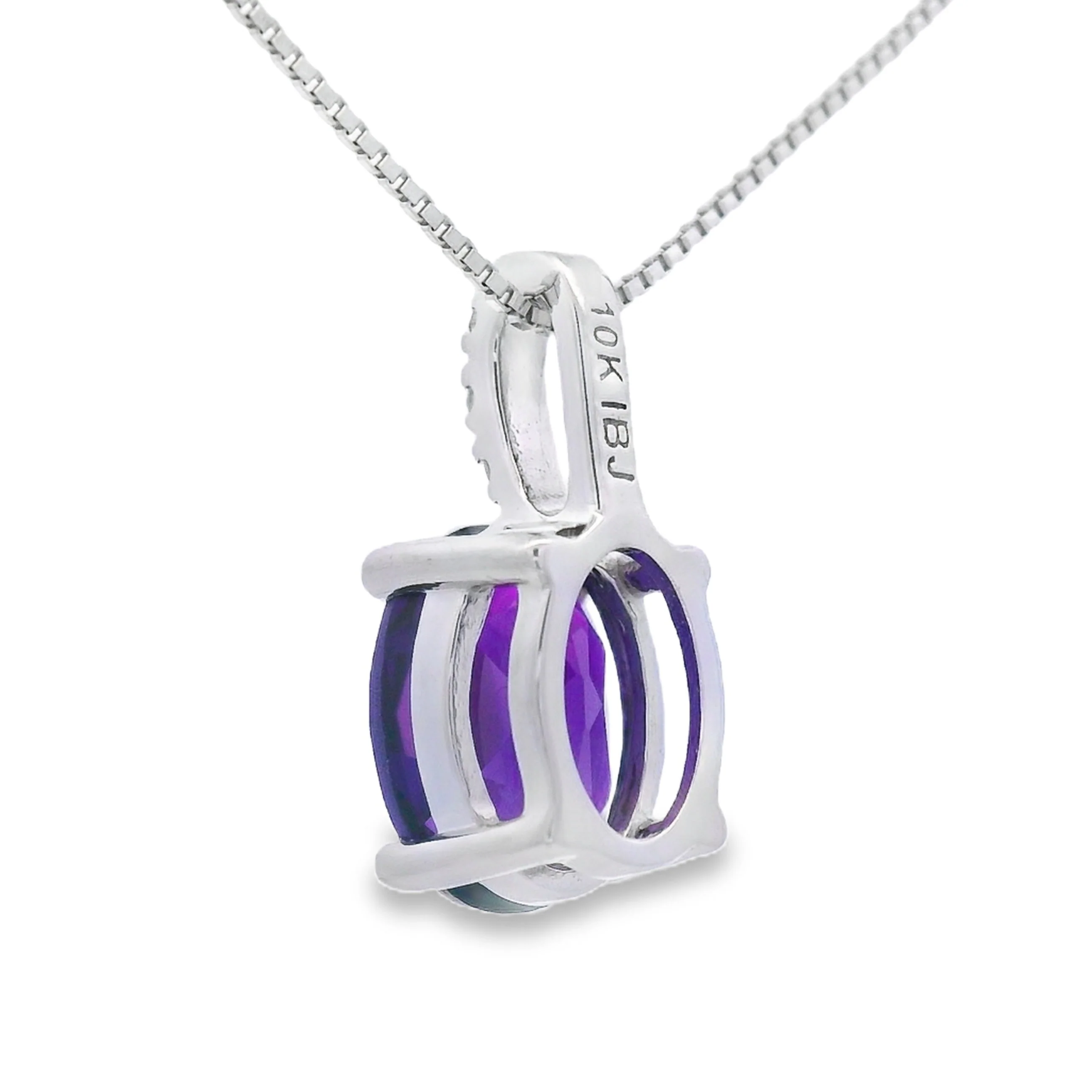 Amethyst Diamond Fashion Pendants 10KT White Gold - Image 2