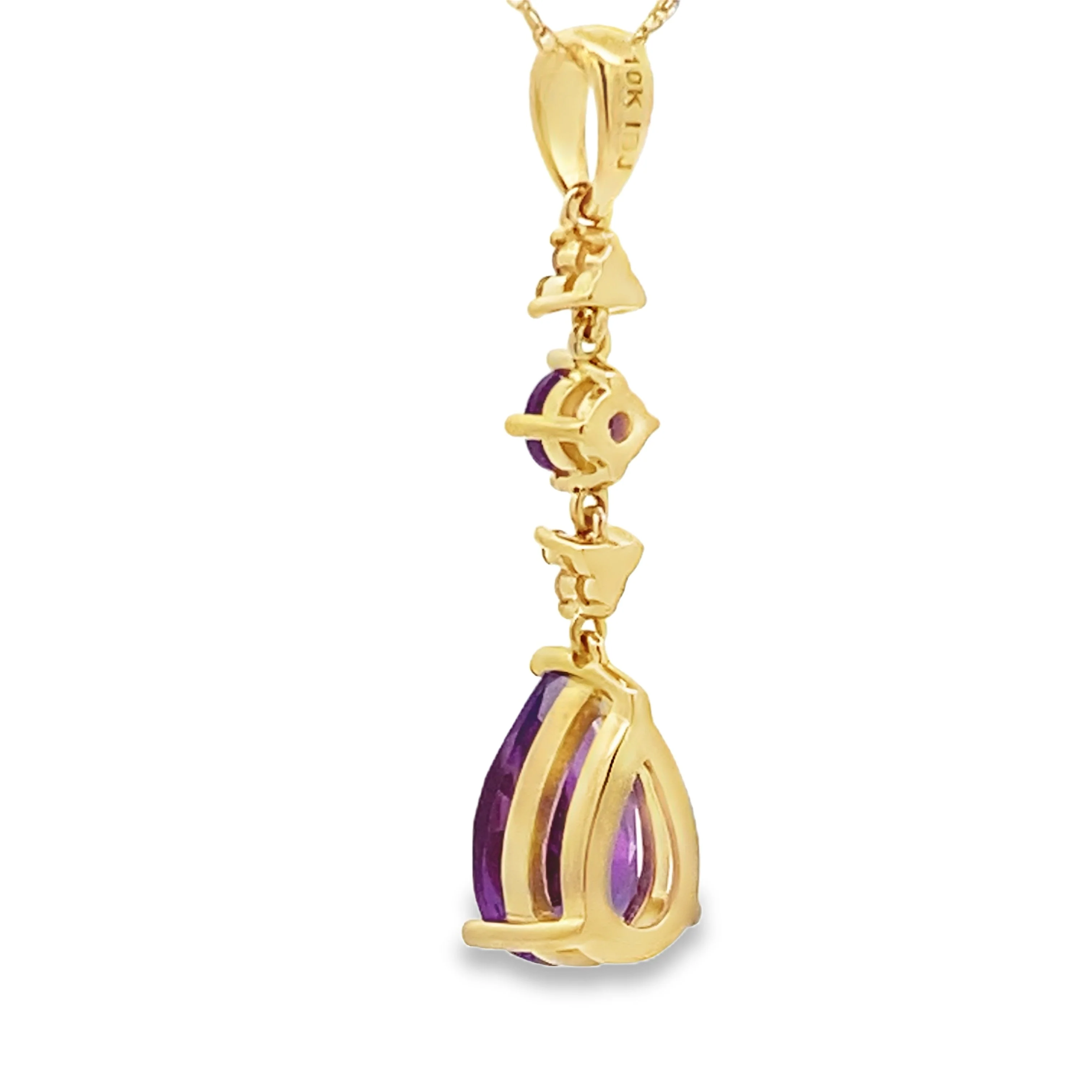 Amethyst Diamond Fashion Pendants 10KT Yellow Gold - Image 2