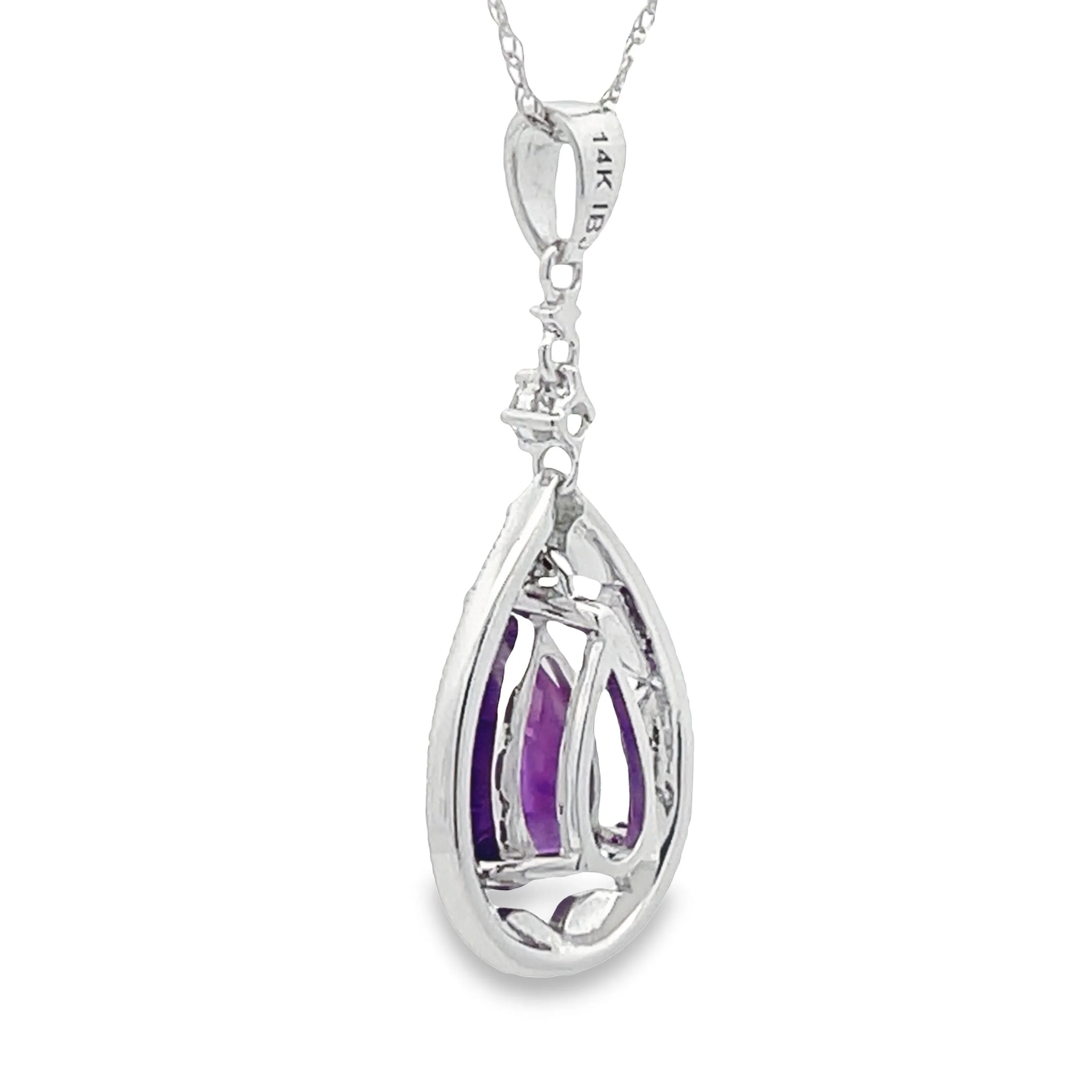 Amethyst Diamond Fashion Pendants 14KT White Gold - Image 5