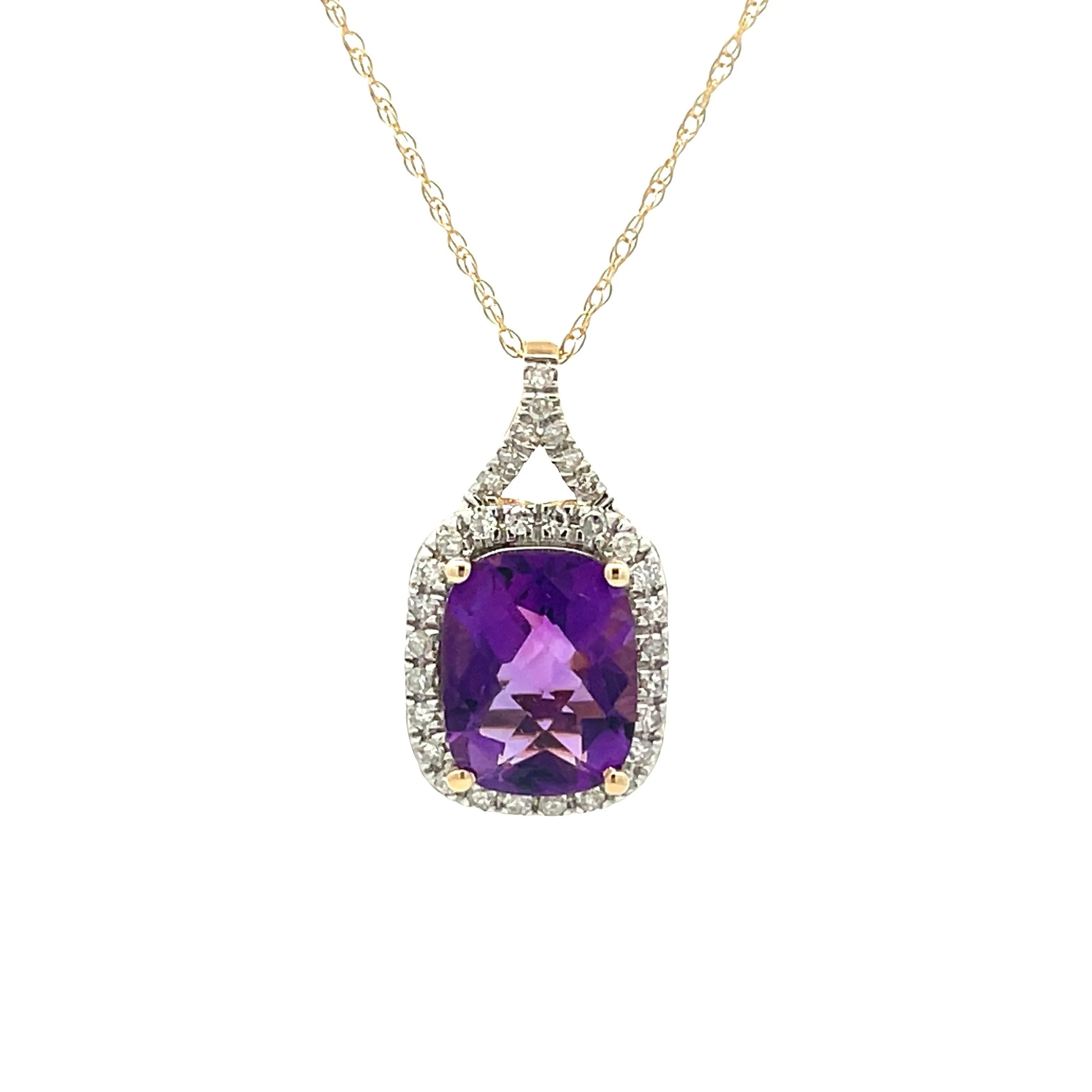 Amethyst Diamond Fashion Pendants 14KT Yellow Gold - Image 3