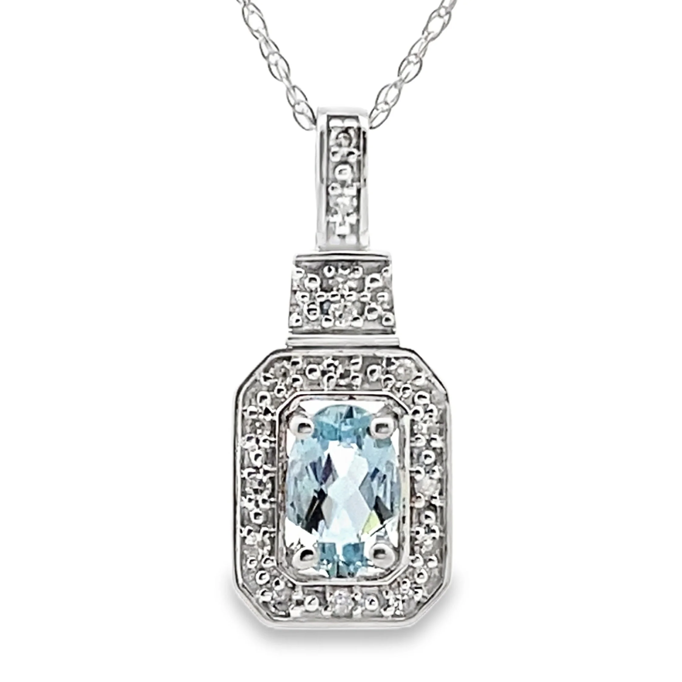 Aquamarine Diamond Fashion Pendants 10KT White Gold