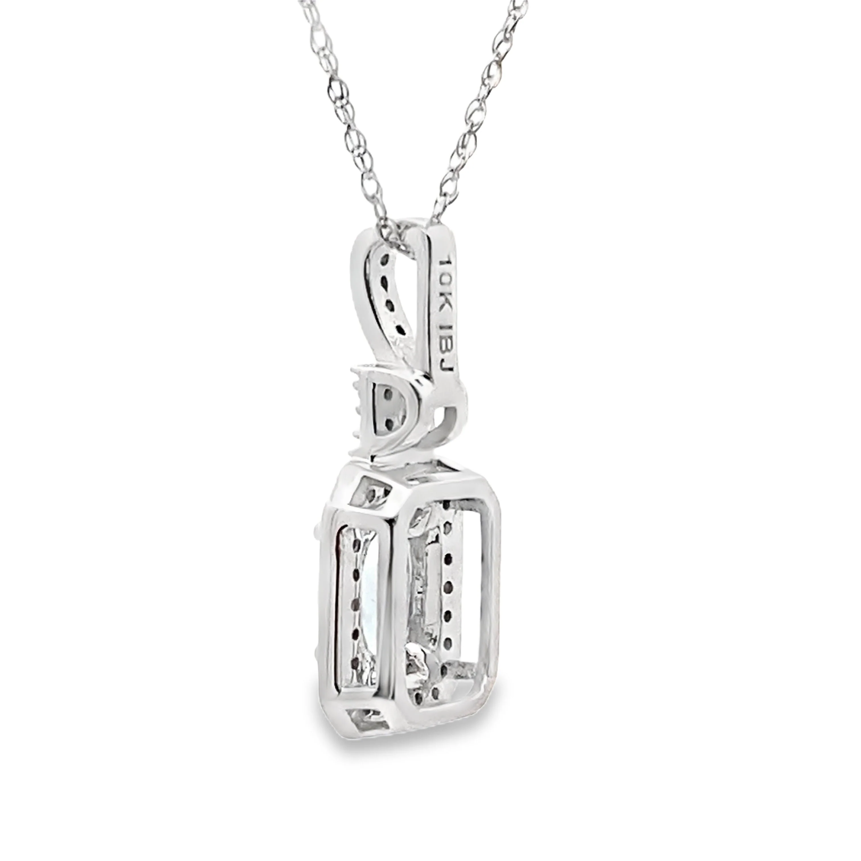 Aquamarine Diamond Fashion Pendants 10KT White Gold - Image 2