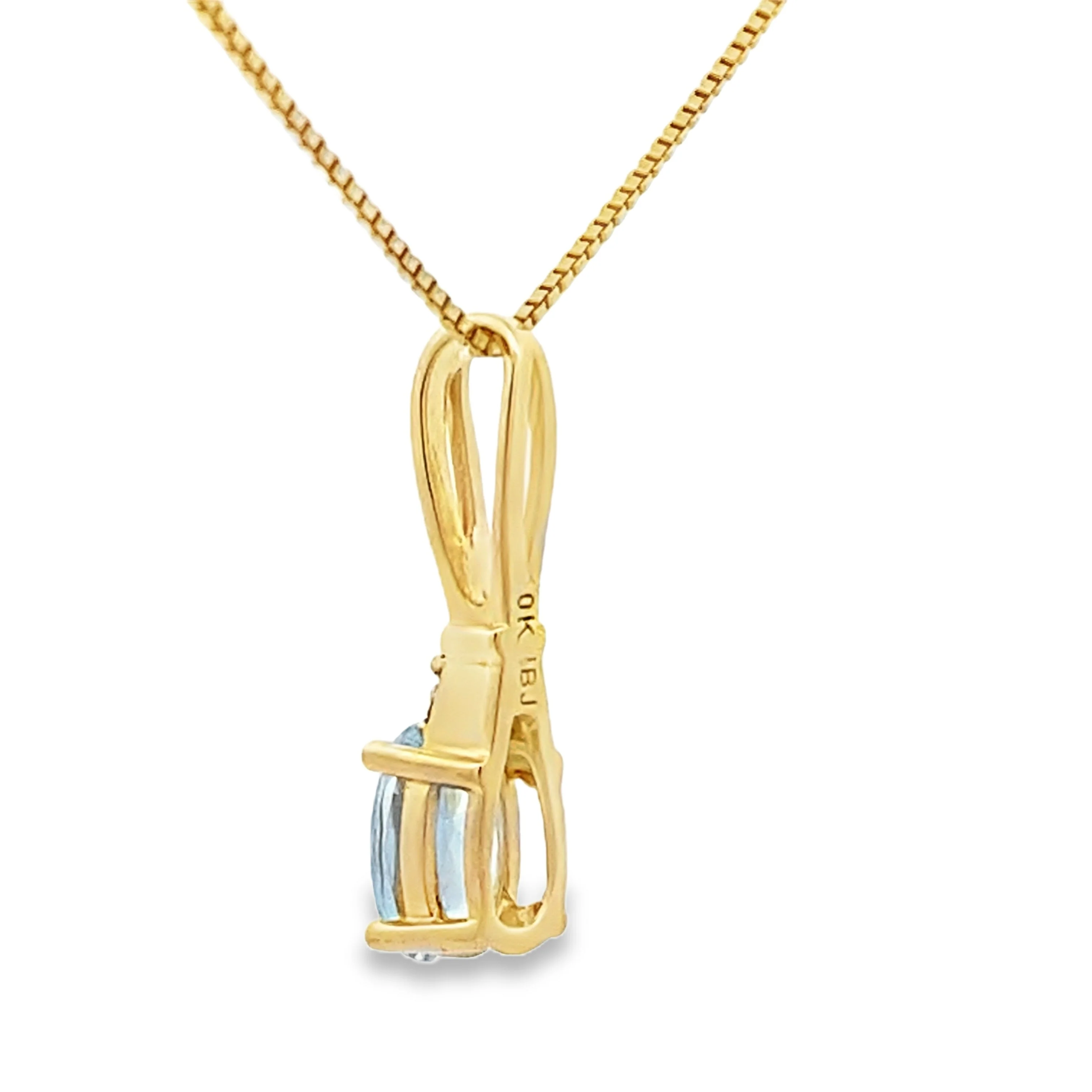 Aquamarine Diamond Fashion Pendants 10KT Yellow Gold - Image 2