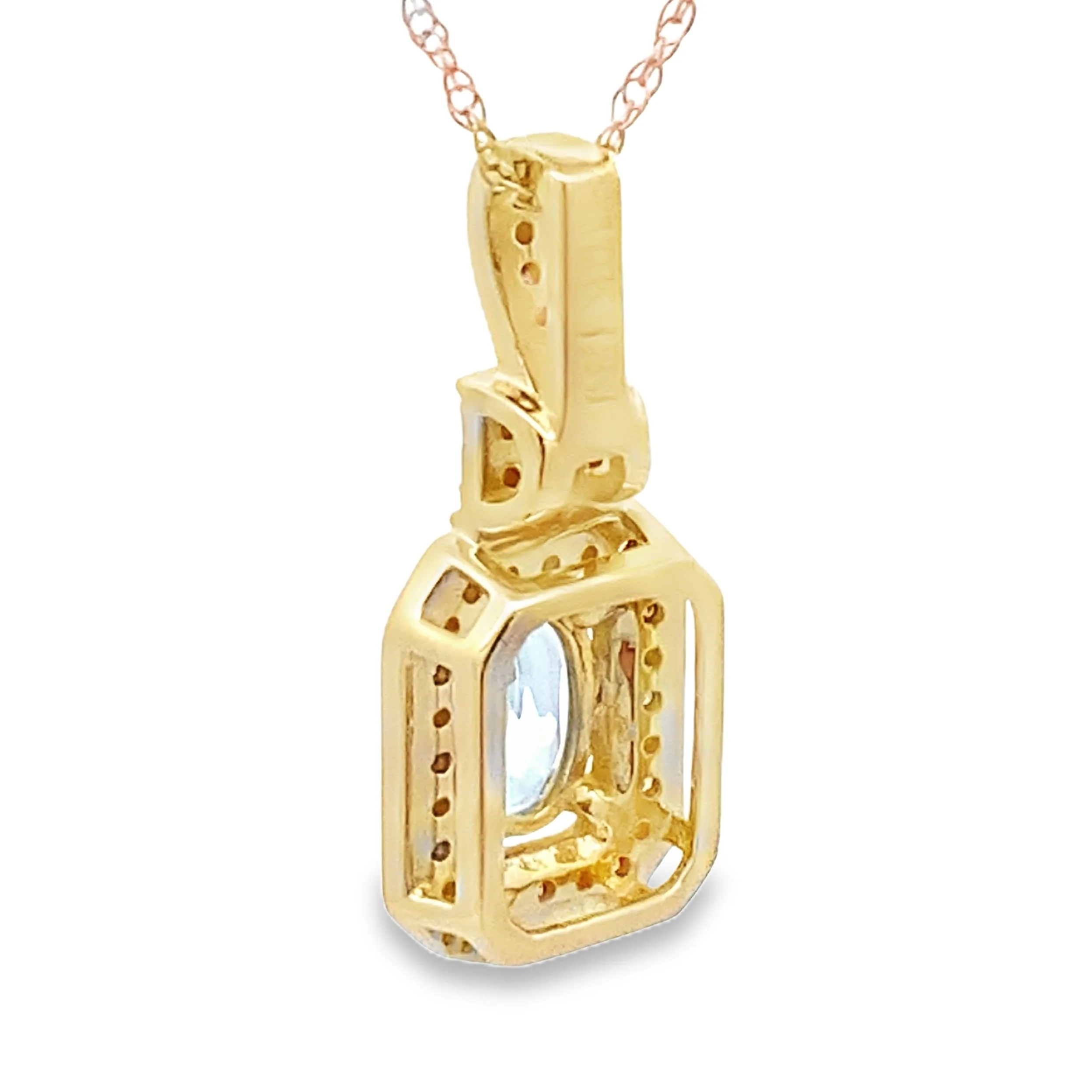 Aquamarine Diamond Fashion Pendants 10KT Yellow Gold - Image 2