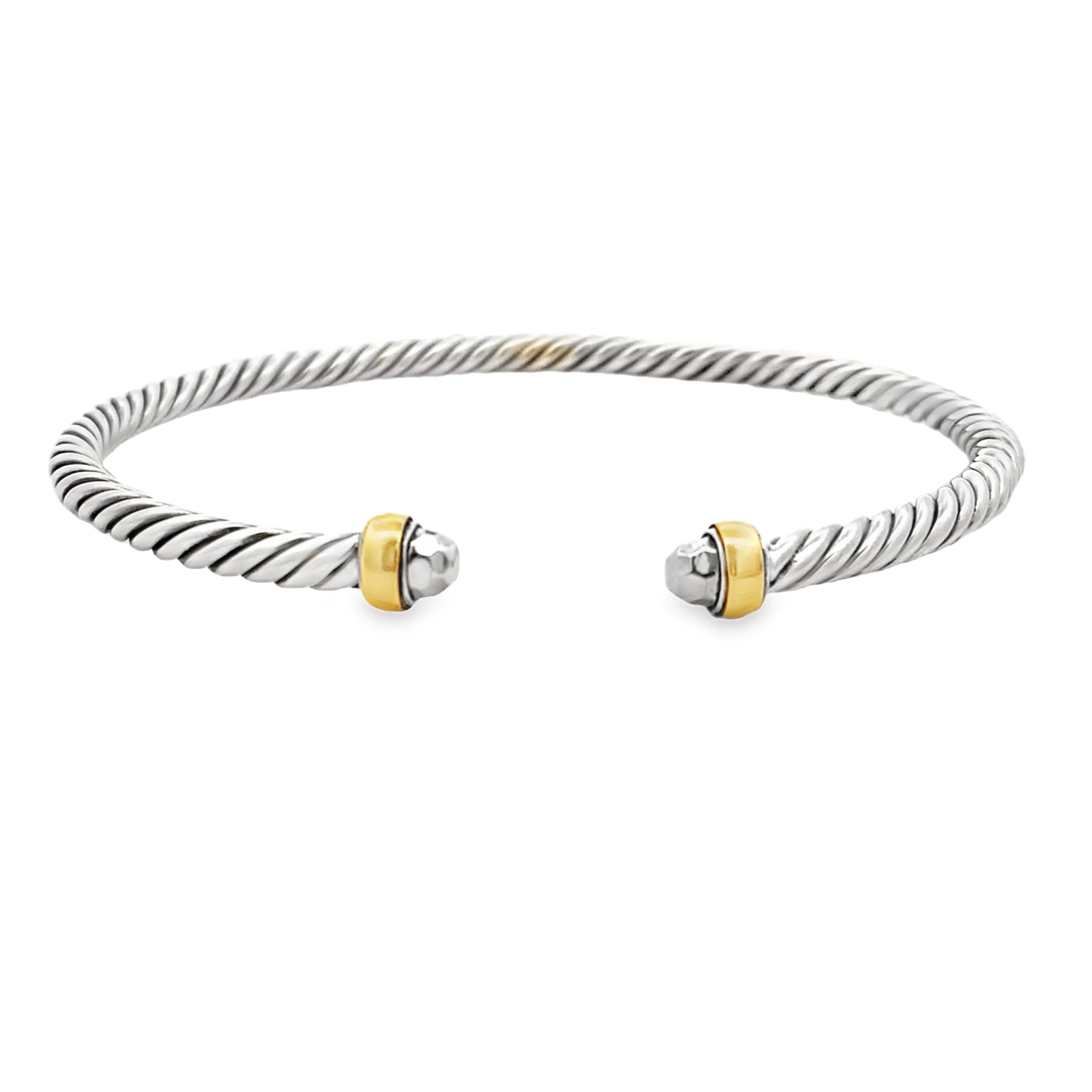 Bangle Bracelet Sterling Silver 18KT Gold