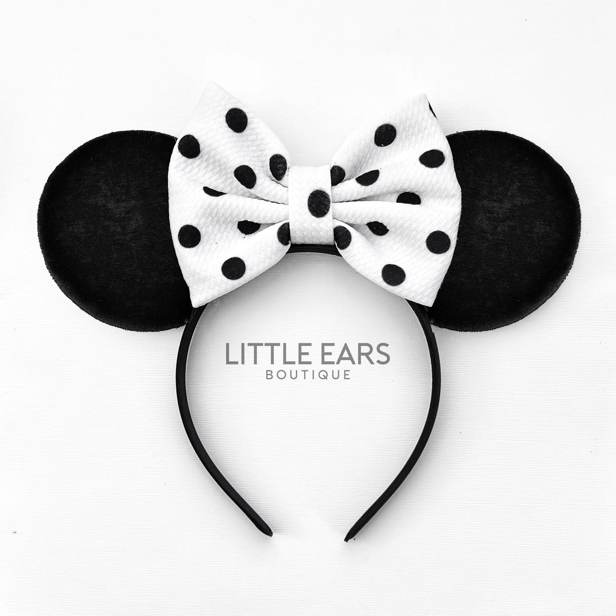 Black Dotted Bow Mickey Ears