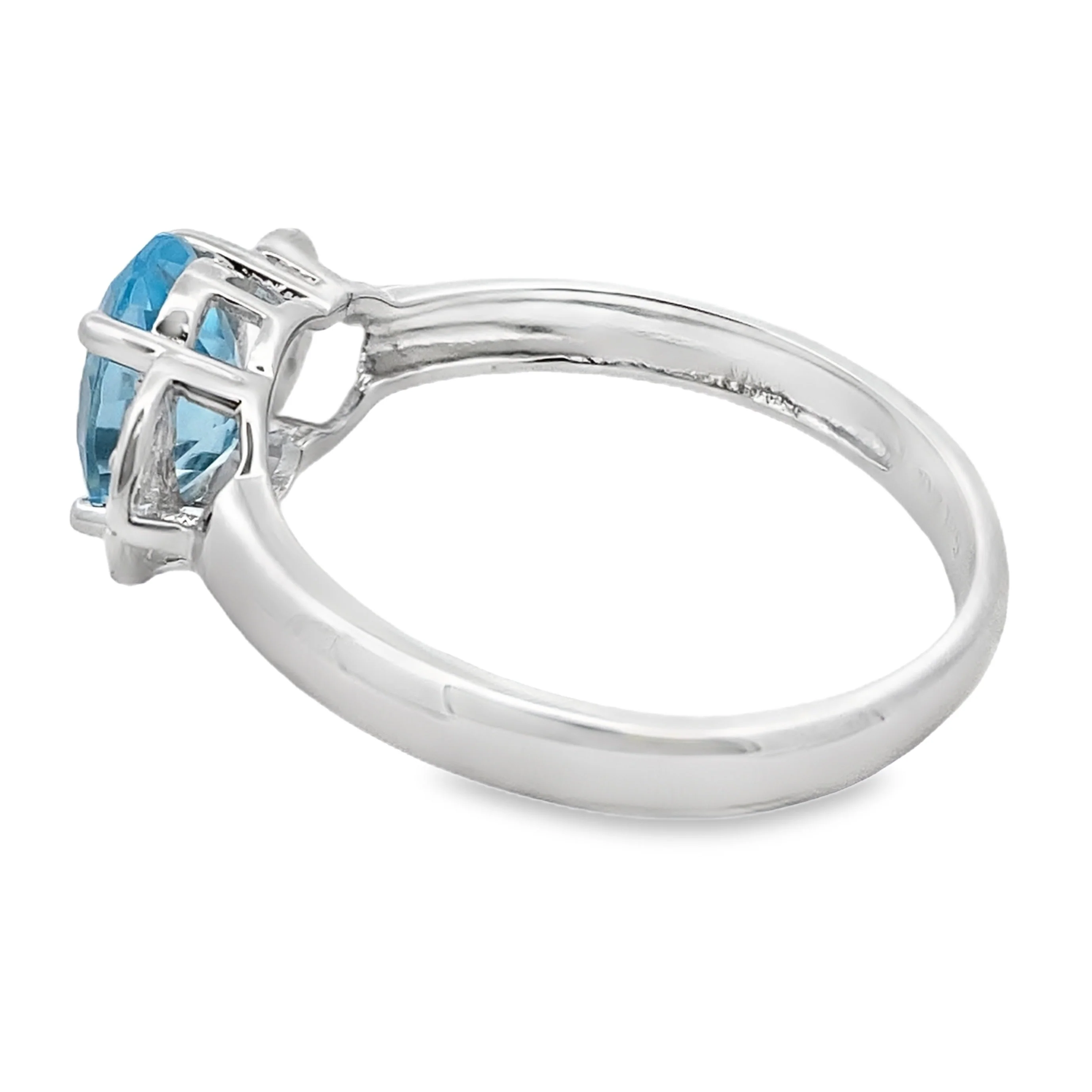 Blue Topaz Diamond Fashion band rings 10KT White Gold - Image 2