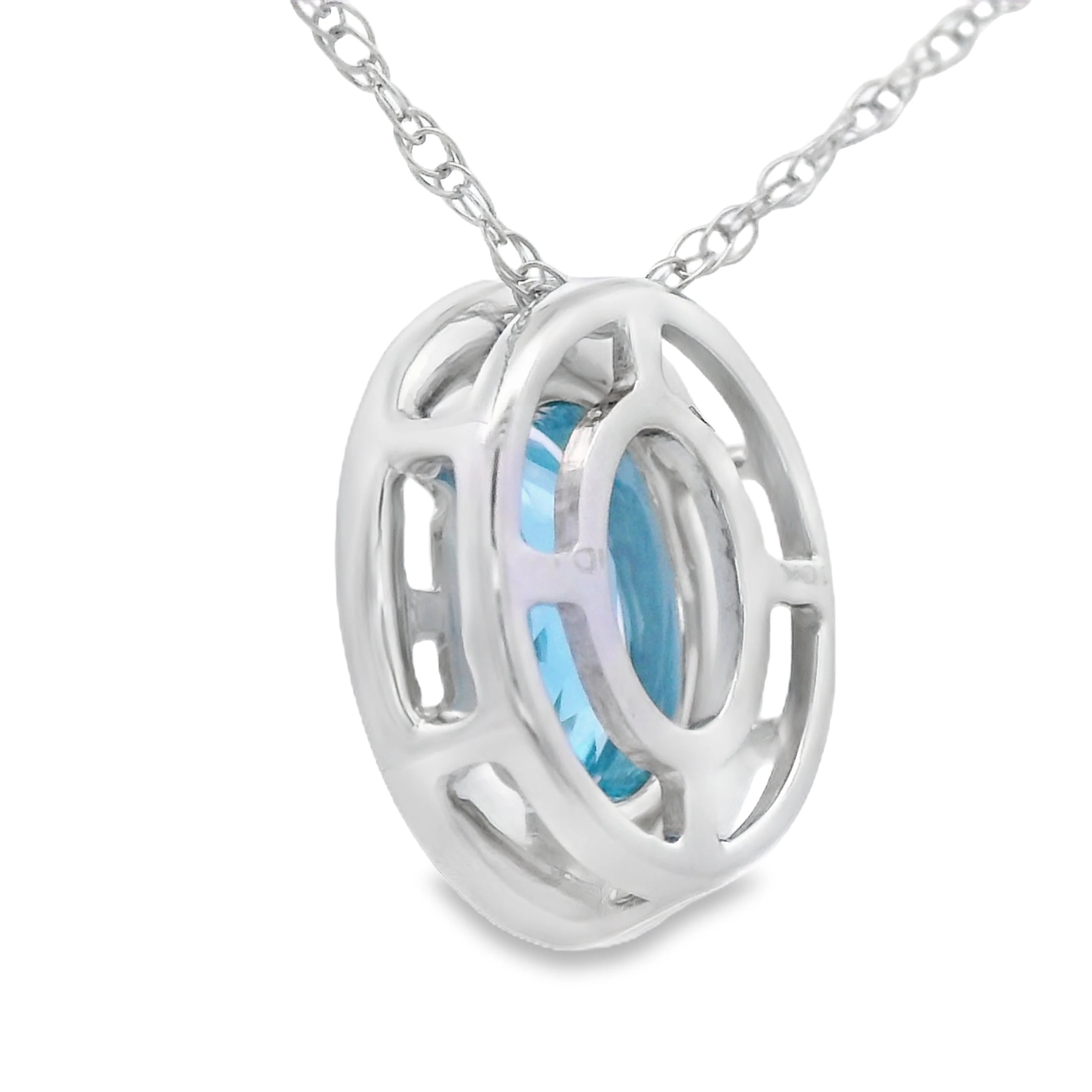 Blue Topaz Diamond Fashion Pendants 10KT White Gold - Image 2
