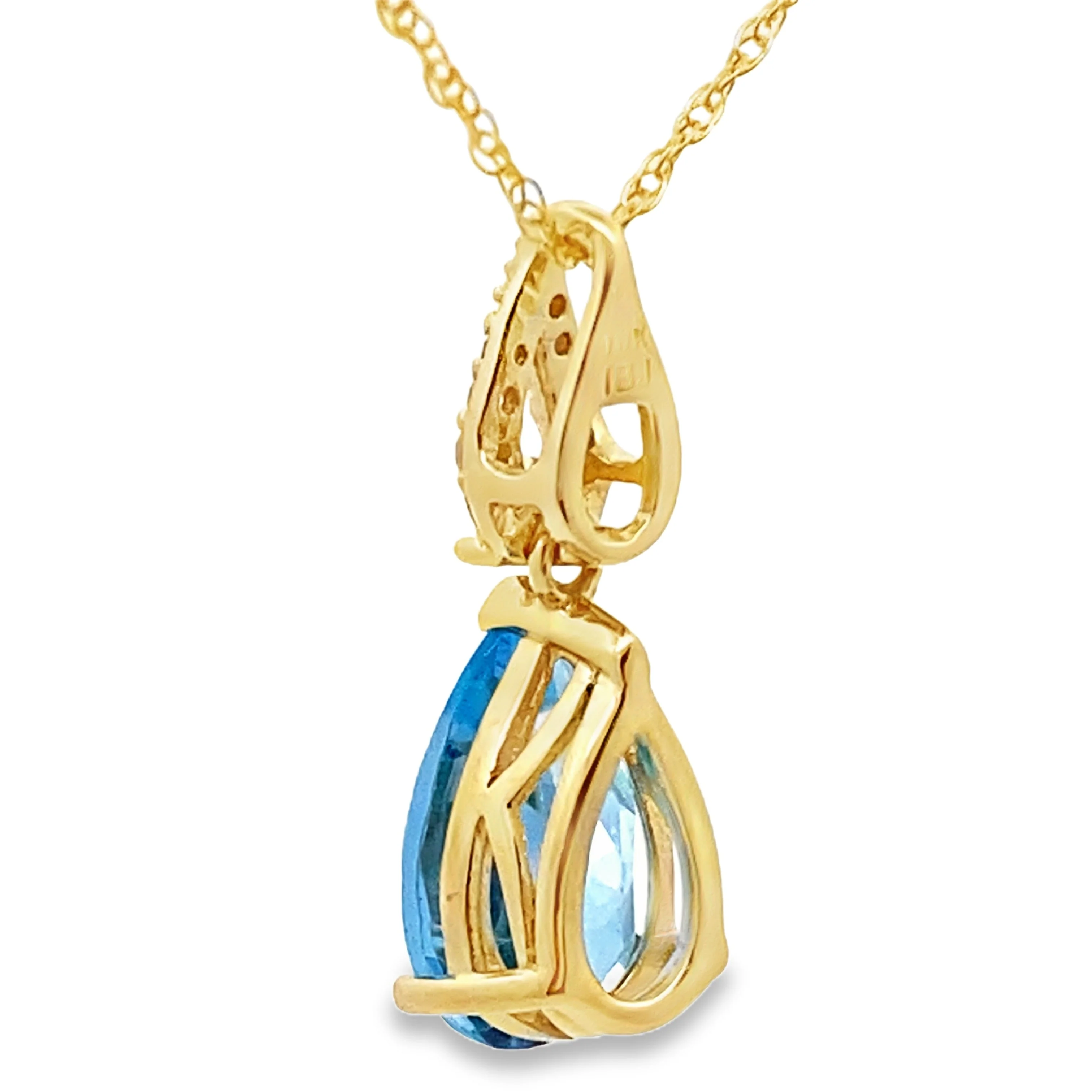 Blue Topaz Diamond Fashion Pendants 10KT Yellow Gold - Image 2