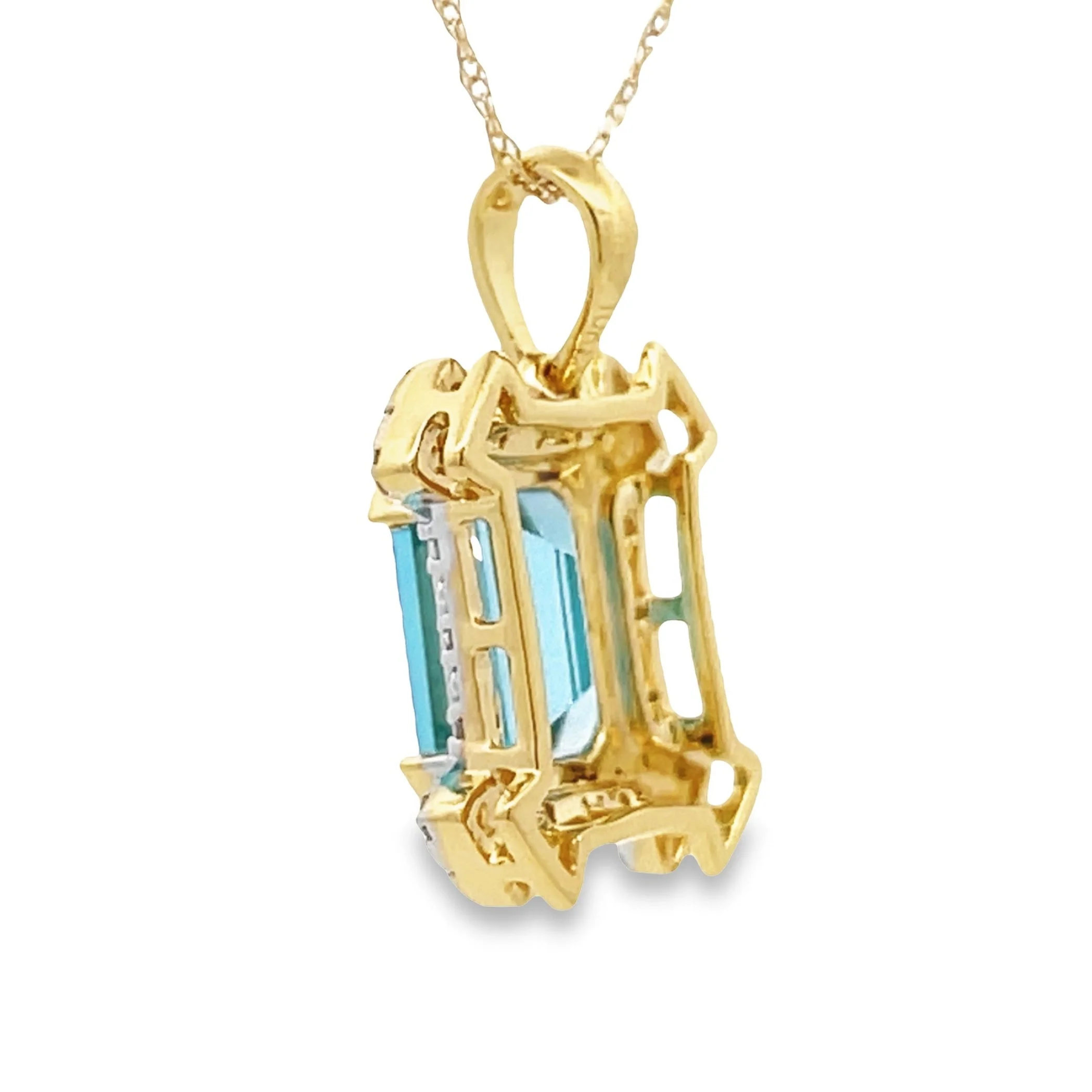 Blue Topaz Diamond Fashion Pendants 10KT Yellow Gold - Image 2