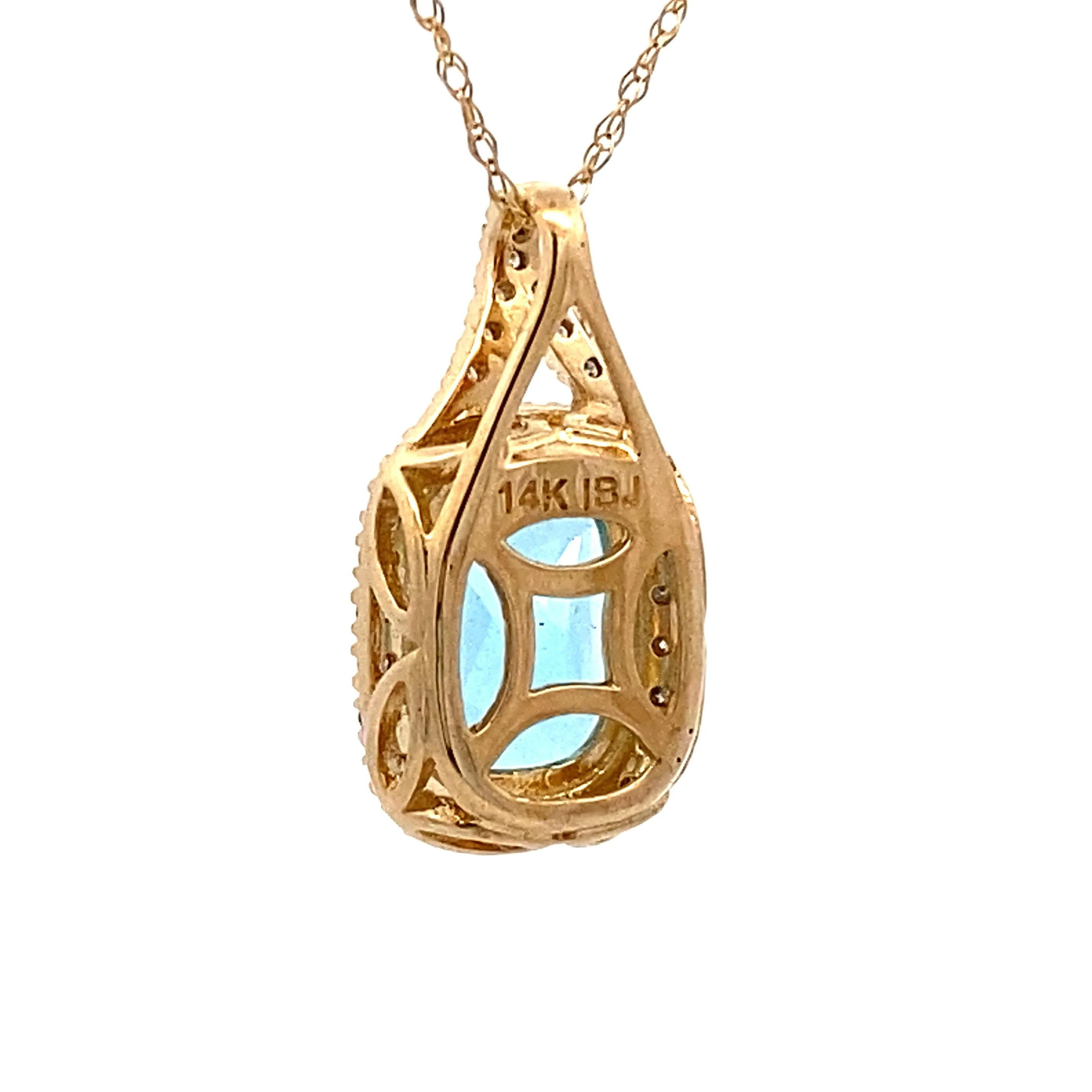 Blue Topaz Diamond Fashion Pendants 14KT Yellow Gold - Image 2