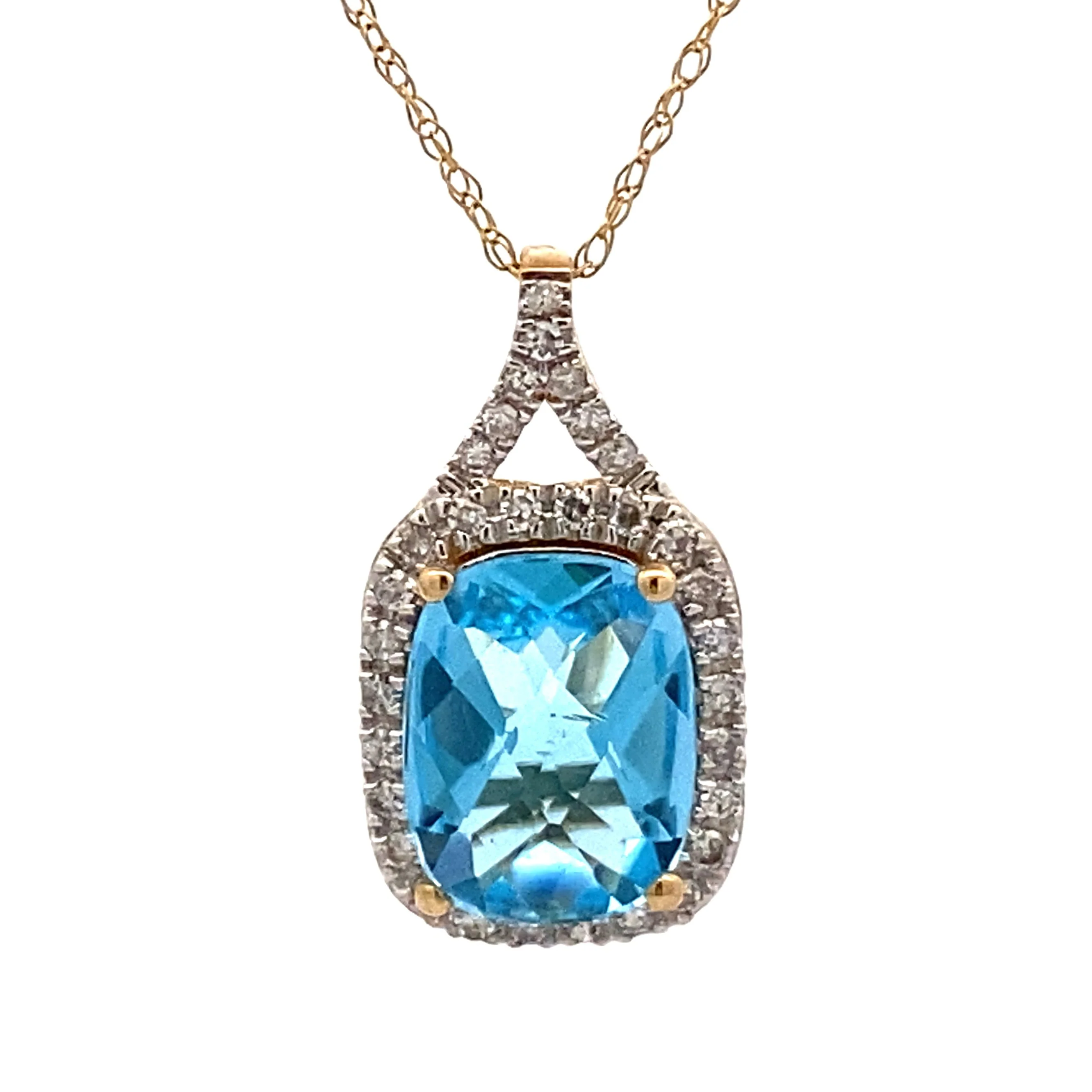 Blue Topaz Diamond Fashion Pendants 14KT Yellow Gold - Image 3
