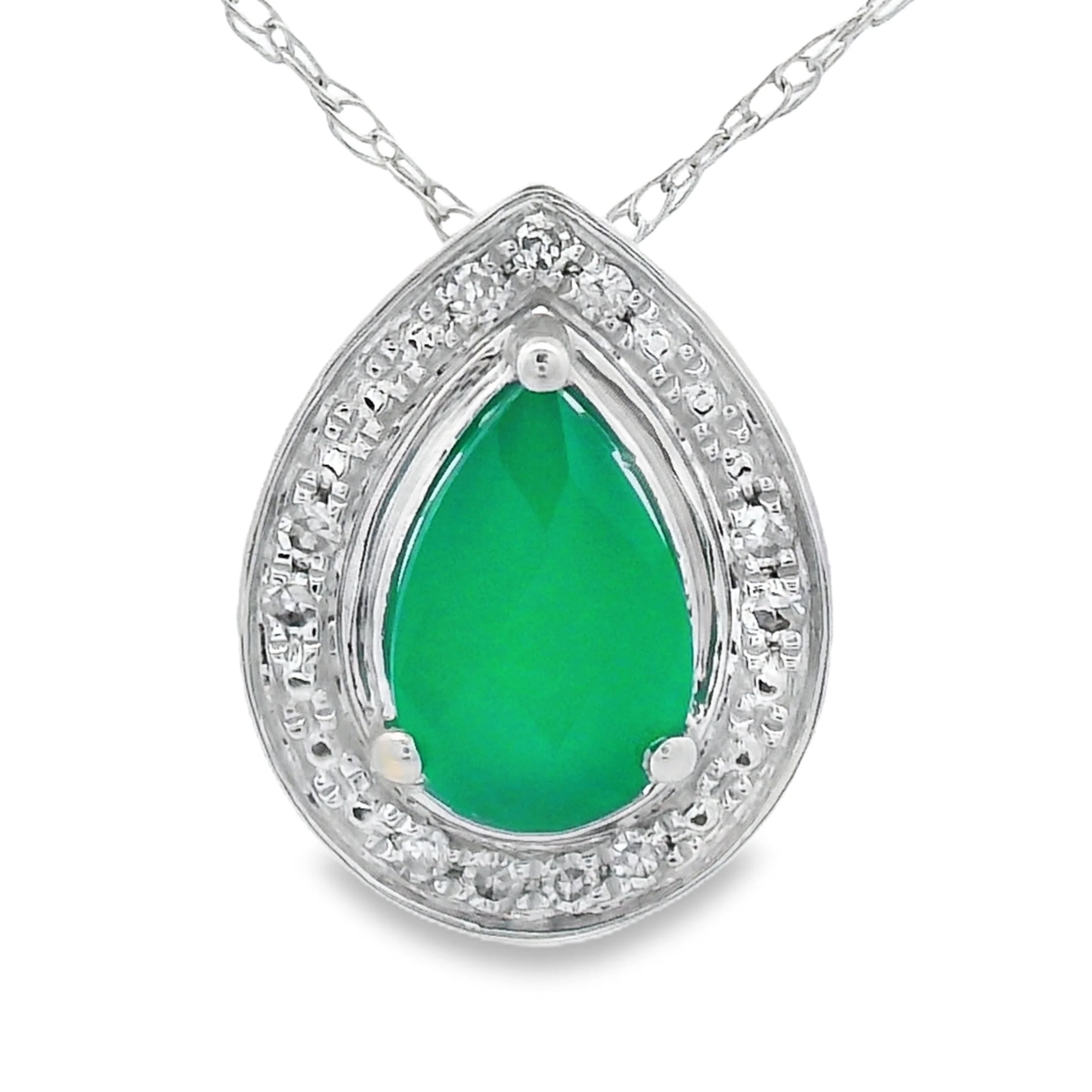 Chalcedony Diamond Fashion Pendants 10KT White Gold