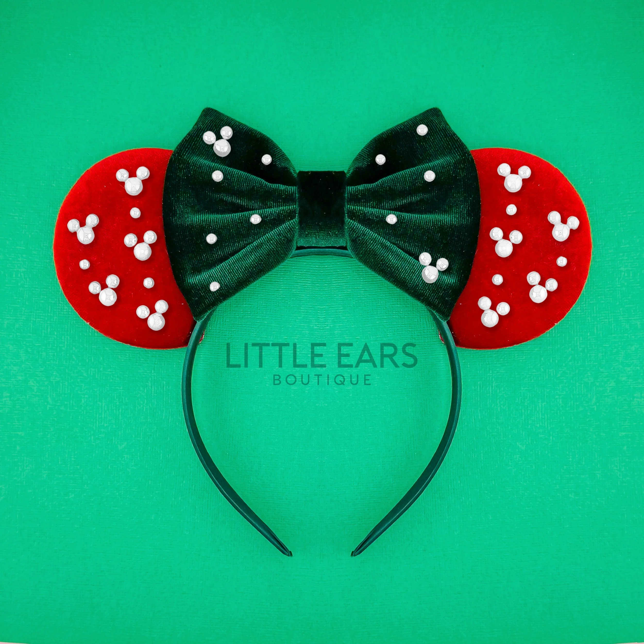 Christmas Velvet Pearls Mickey Ears