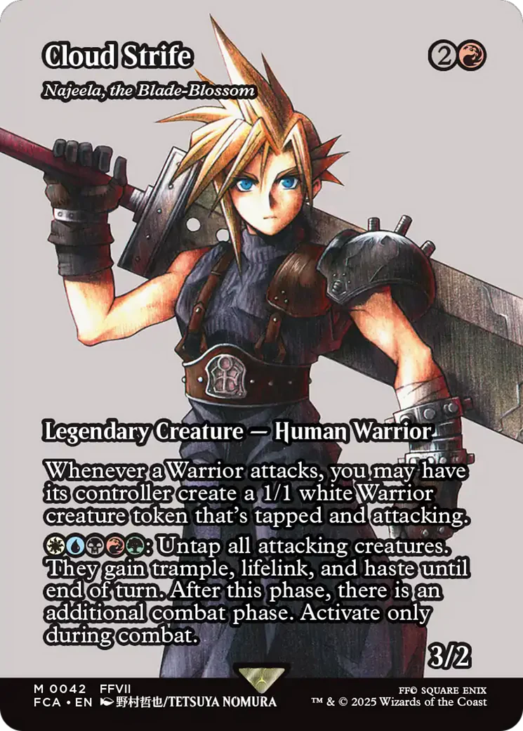 Cloud Strife - Najeela, the Blade-Blossom (Showcase) (FCA-042) - FINAL FANTASY: Through the Ages / Cloud Strife (Borderless) Foil