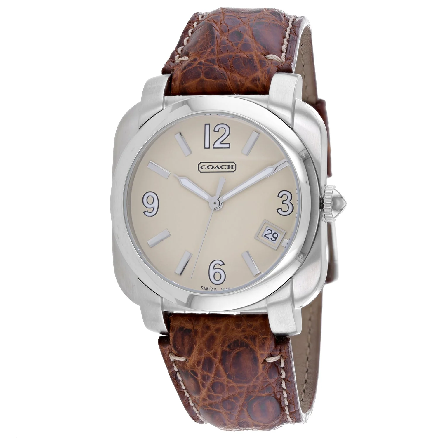 Coach Men's Brown Leather Silver Quartz - Image 2