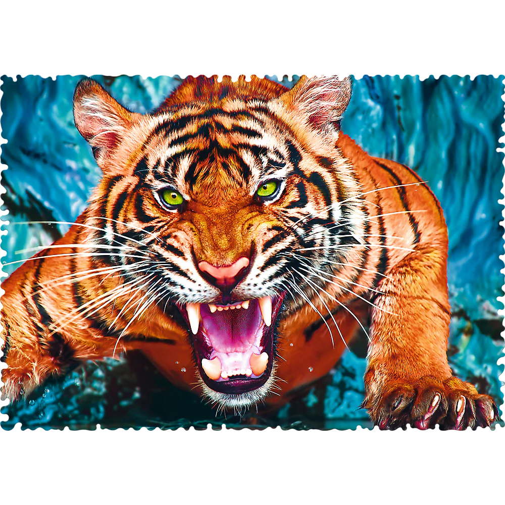 Crazy Shape 600 Piece Jigsaw Puzzles, Facing a Tiger, Animal Puzzle with Tiger, Adult Puzzles, Trefl 11110 - Image 2