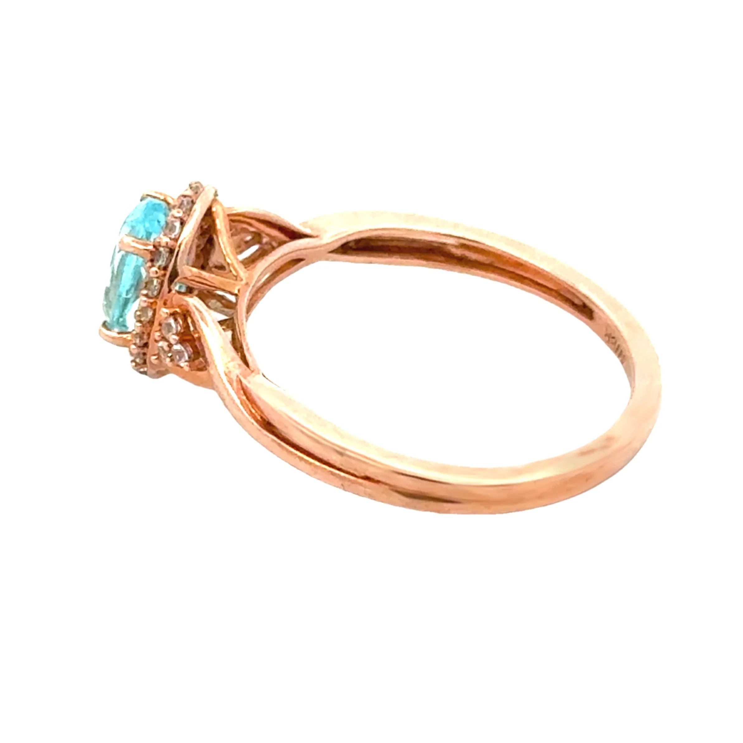 Created Aquamarine Created Sapphire Ring 10KT Rose Gold - Image 5