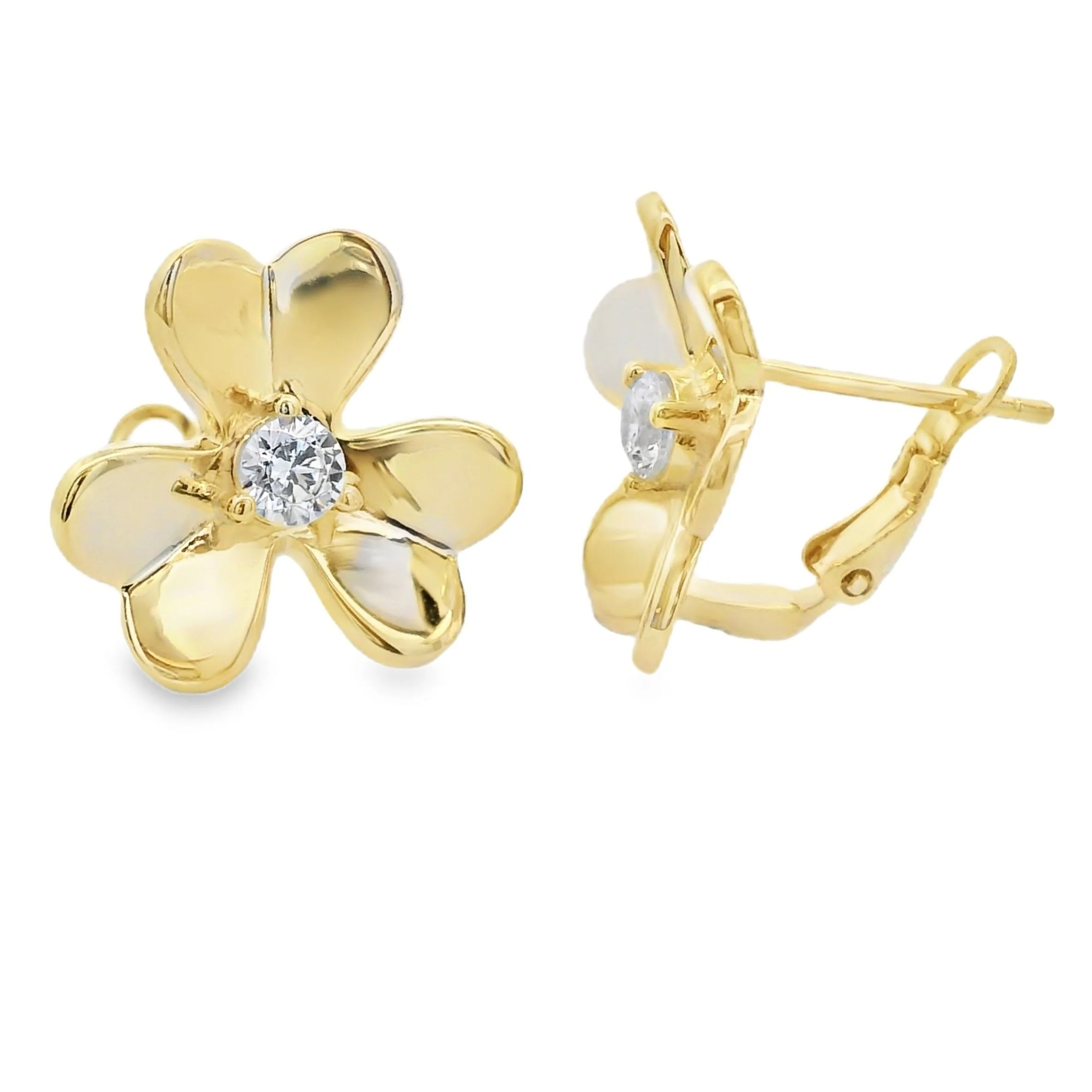 Cubic Zirconia Flower Earrings Sterling Silver - Image 3