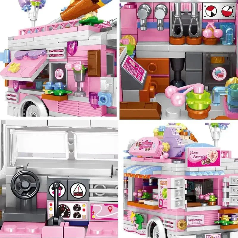 Dessert Trolley Building Block toys Minifigures Food Trucks Fun for All over 500 Pieces - Image 8