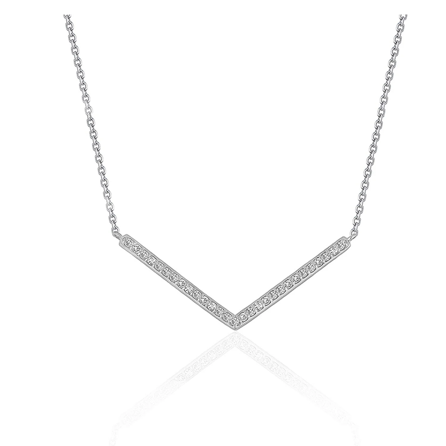 Diamond Chevron Pendant in 14k White Gold (1/3 cttw) - Image 4