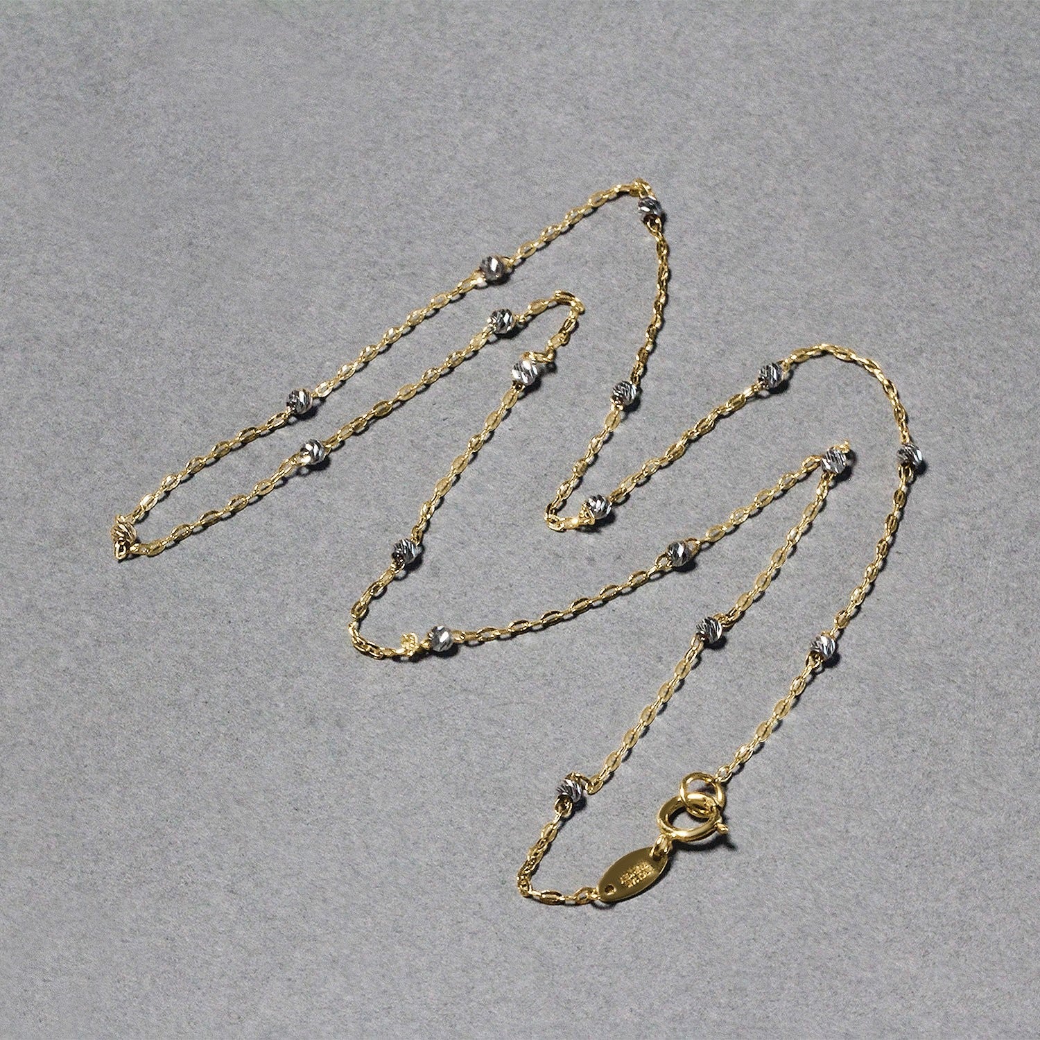 Diamond Cut Bead Links Pendant Chain in 14k Two Tone Gold (3.5mm) - Image 10
