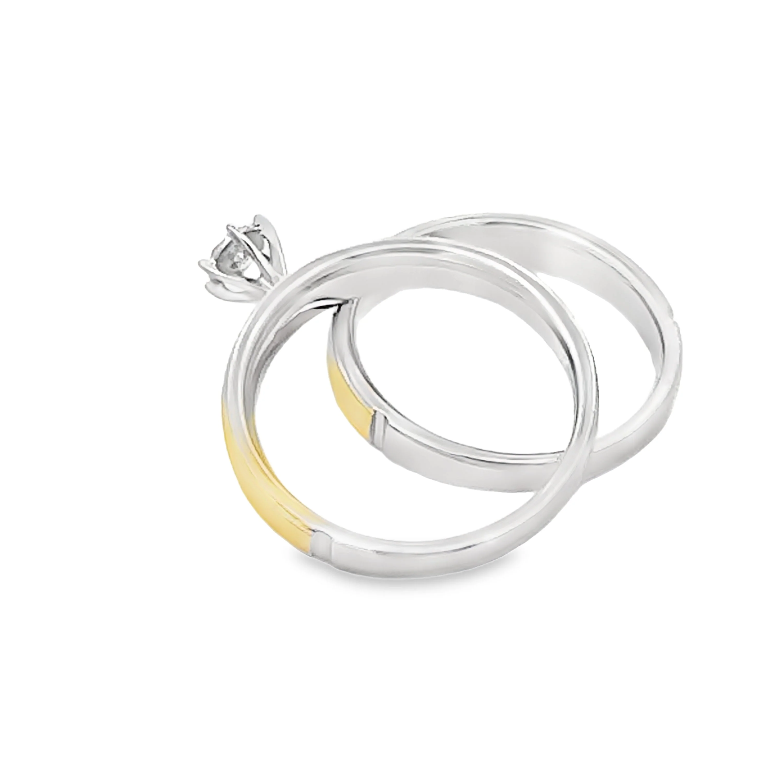 Diamond Engagement Ring Set Sterling Silver 14KT Gold - Image 2