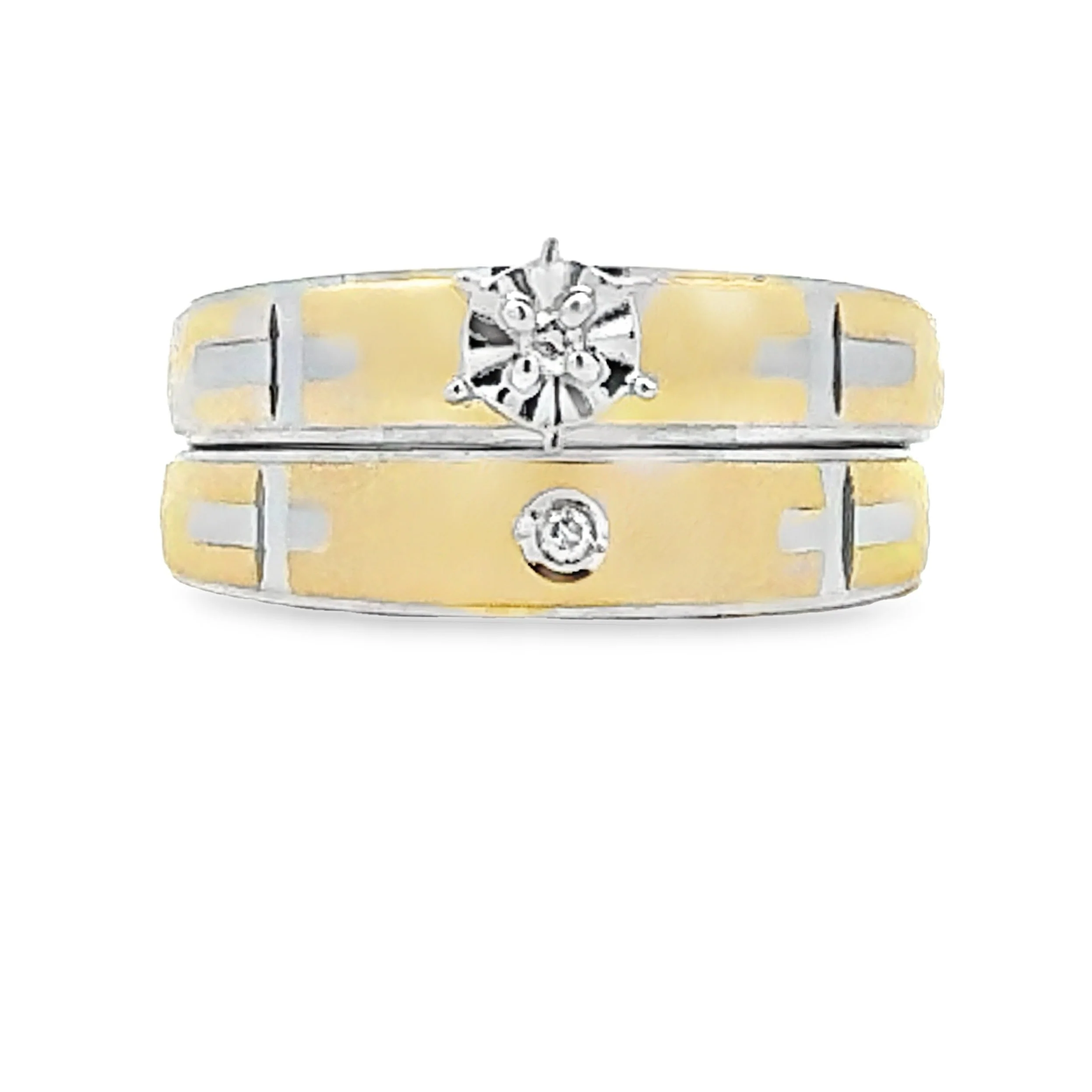 Diamond Engagement Ring Set Sterling Silver 14KT Gold - Image 4