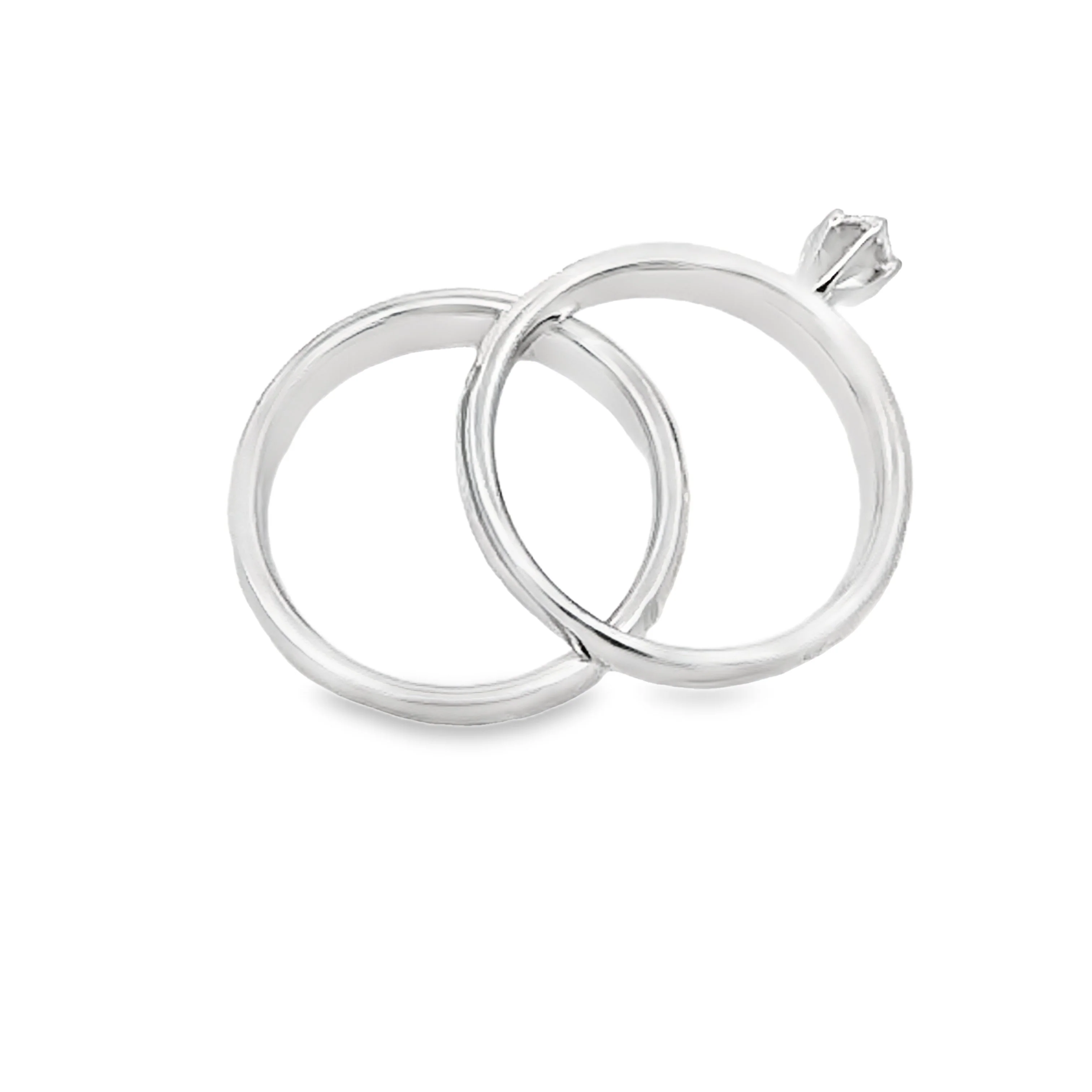 Diamond Engagement Ring Set Sterling Silver 14KT Gold - Image 3