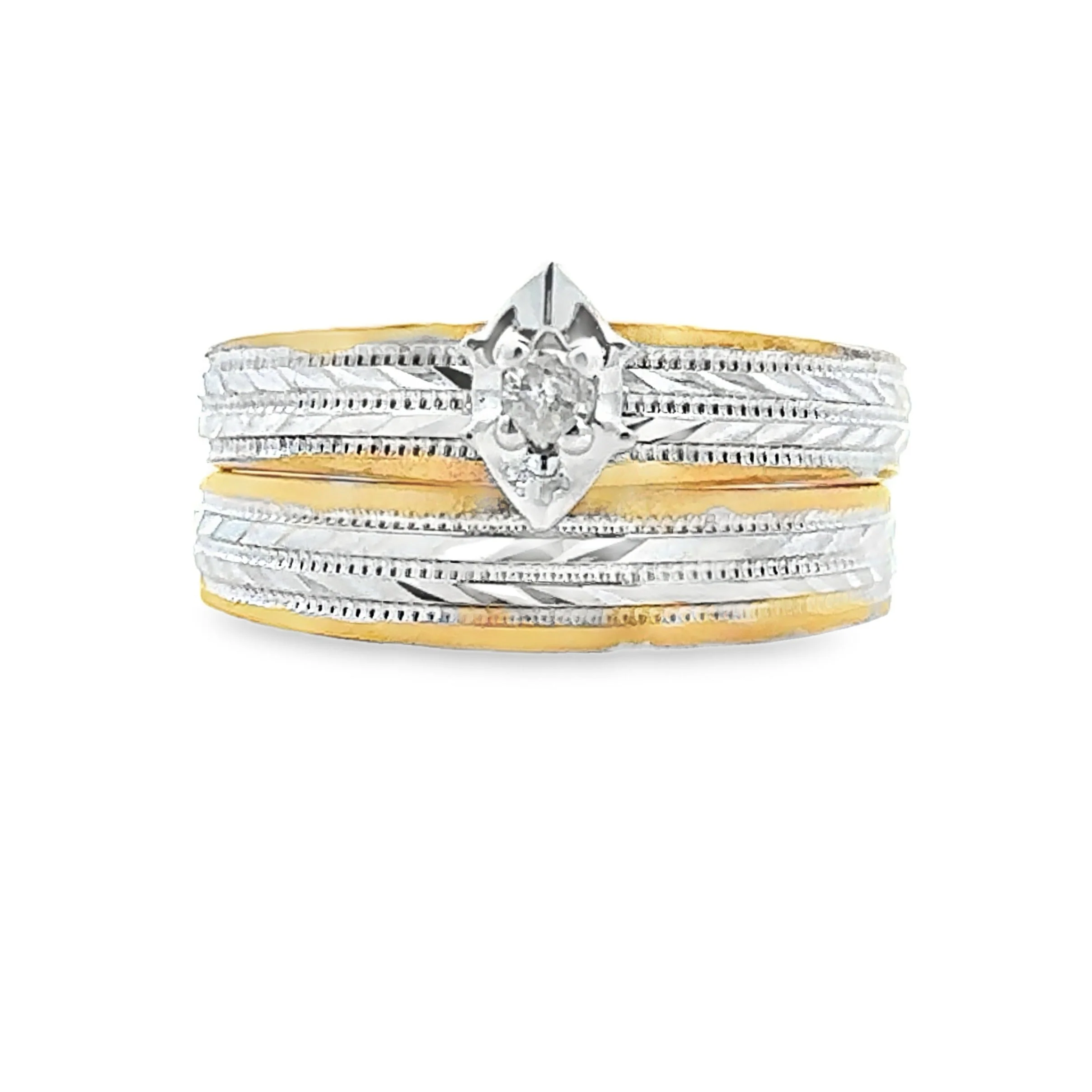 Diamond Engagement Ring Set Sterling Silver 14KT Gold - Image 4