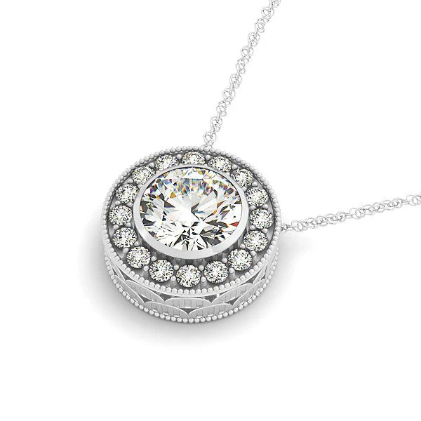 Diamond Halo with Center Bezel in 14k White Gold (5/8 cttw) - Image 6