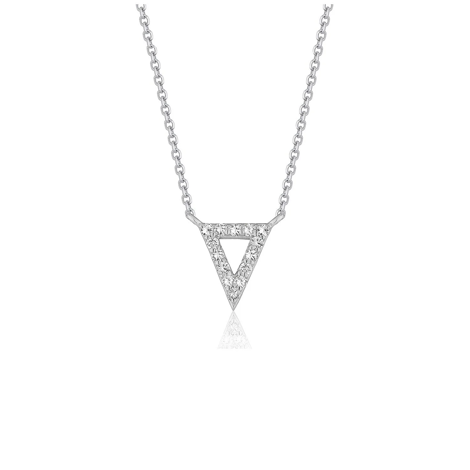 Diamond Inverted Triangle Pendant in 14k White Gold - Image 6