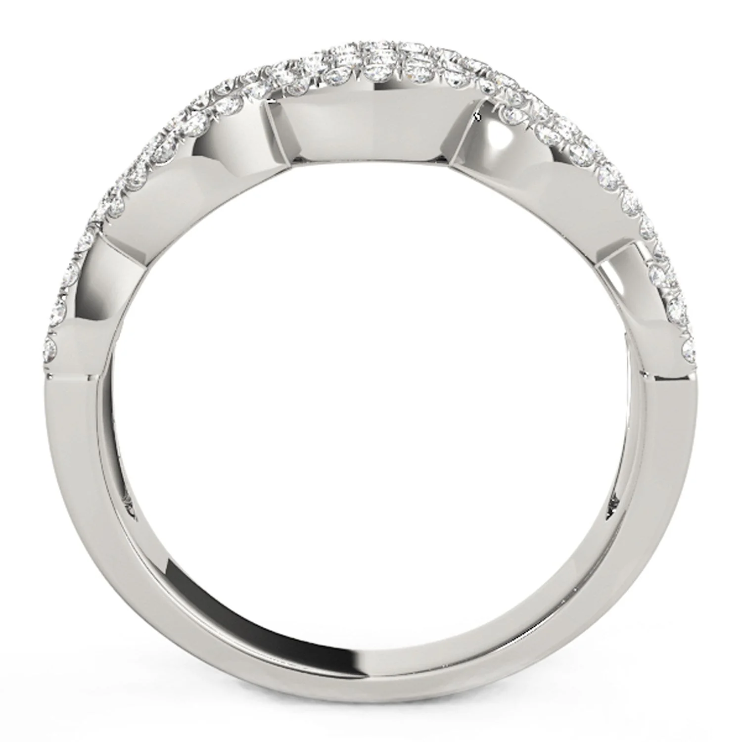 Diamond Studded Double Interlocking Waves Ring in 14k White Gold (5/8 cttw) - Image 7