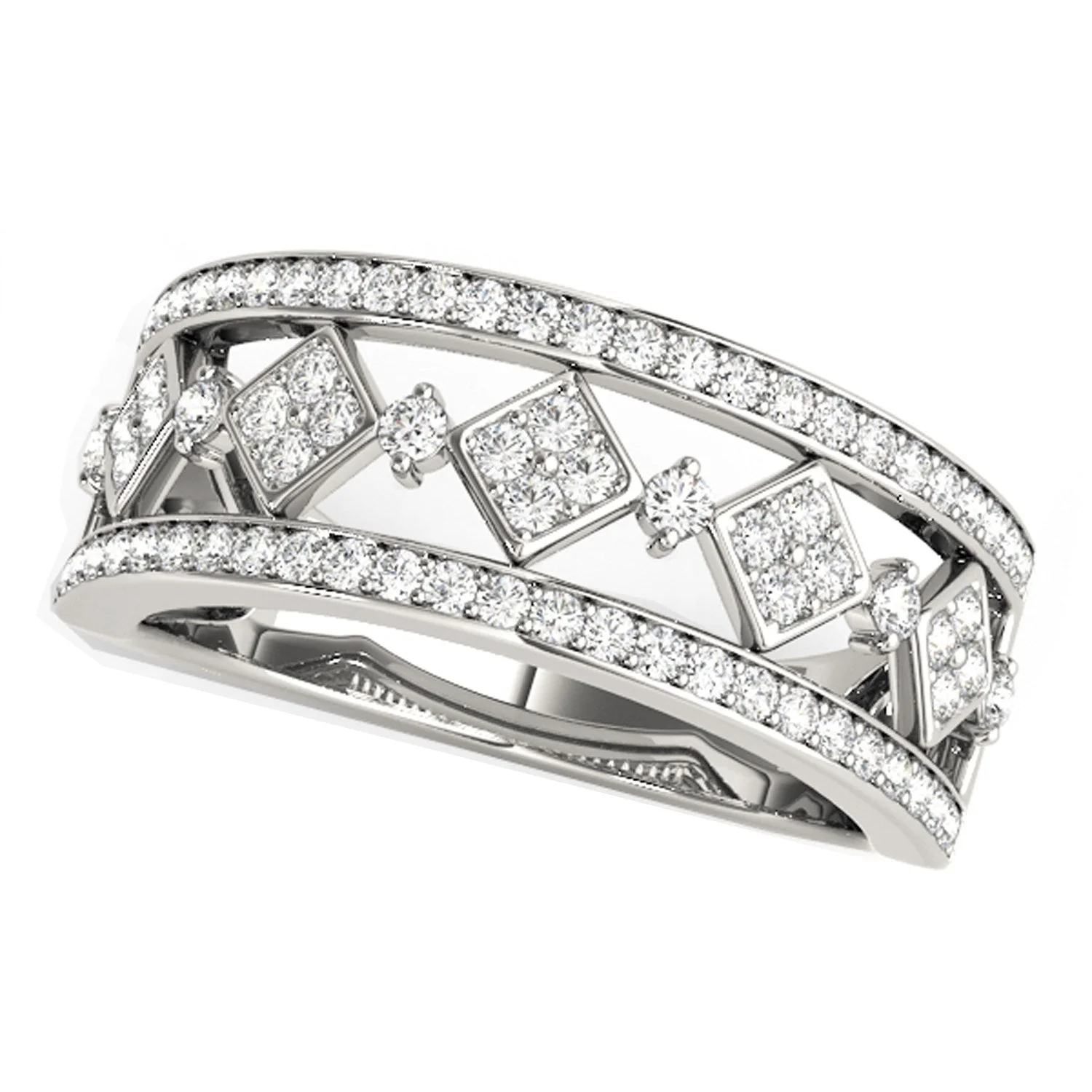 Diamond Studded Square Motif Ring in 14k White Gold (1/2 cttw) - Image 5