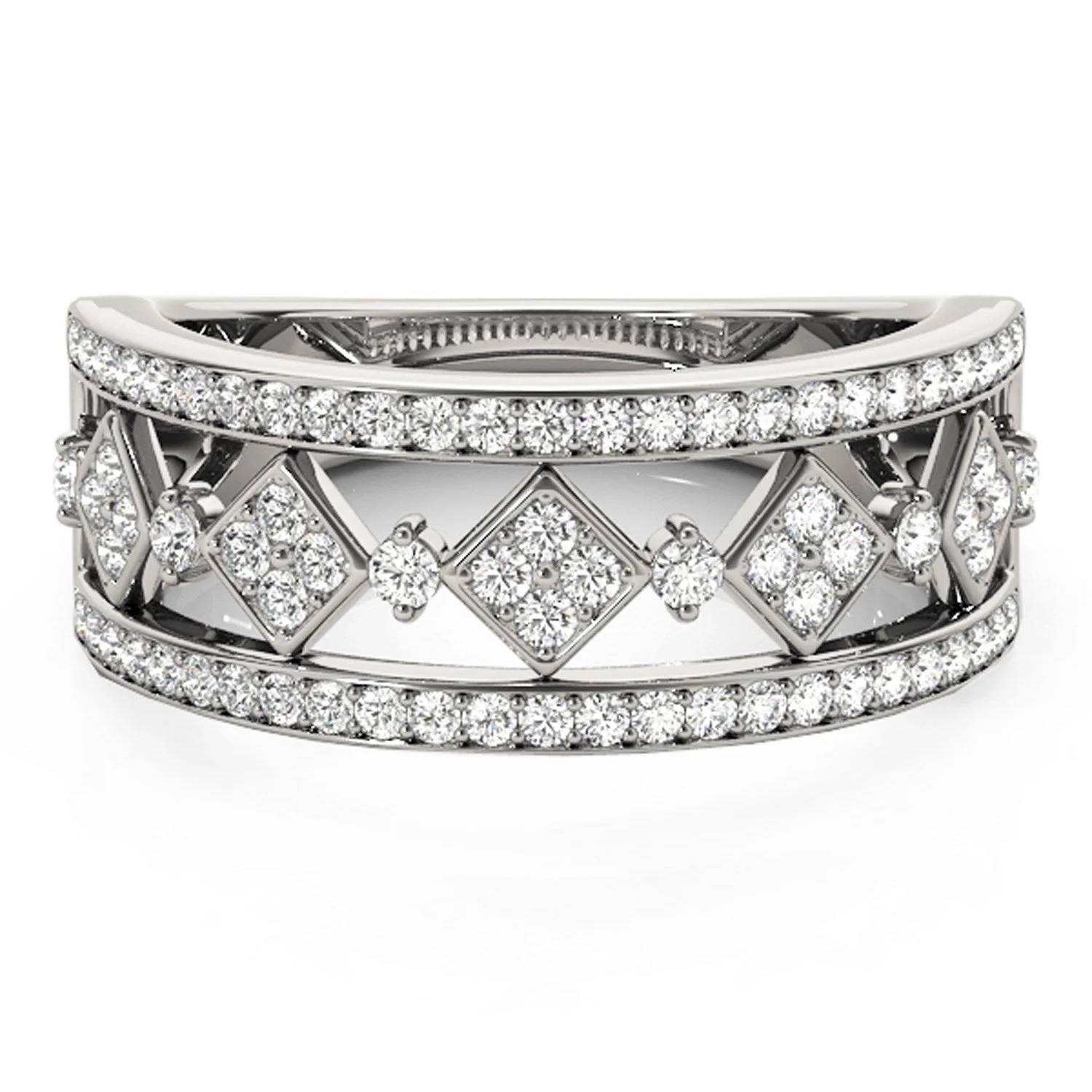 Diamond Studded Square Motif Ring in 14k White Gold (1/2 cttw) - Image 6