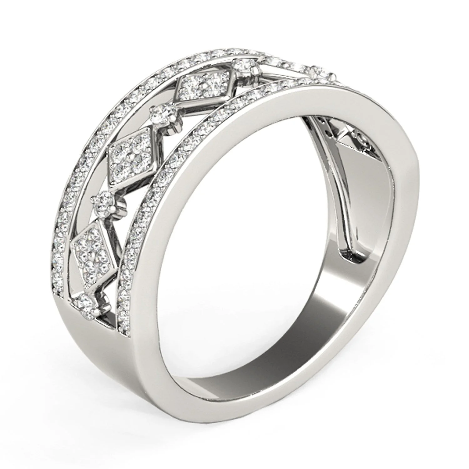 Diamond Studded Square Motif Ring in 14k White Gold (1/2 cttw) - Image 8