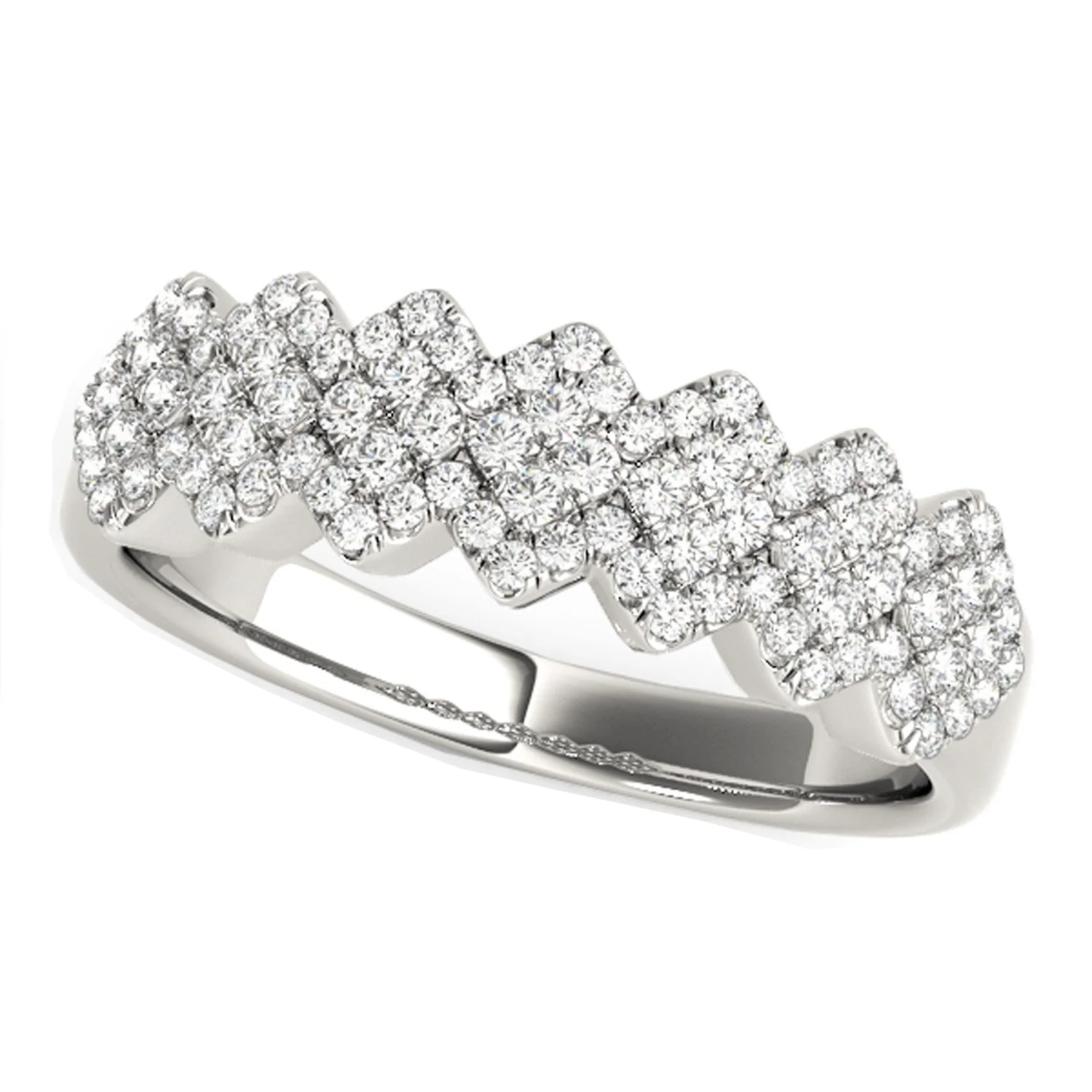 Diamond Studded Wide Multi-Diagonal Pattern Ring in 14k White Gold (5/8 cttw) - Image 5