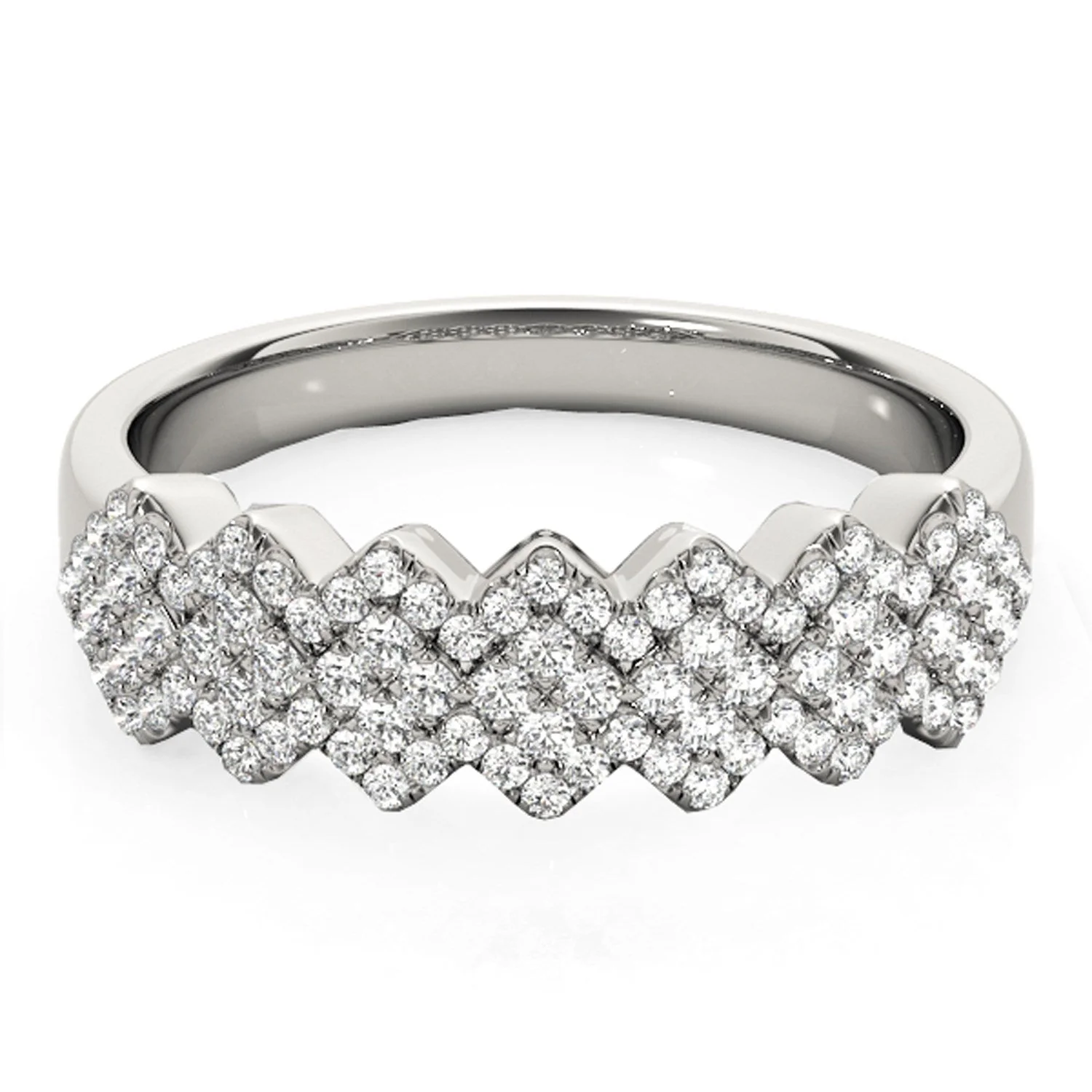 Diamond Studded Wide Multi-Diagonal Pattern Ring in 14k White Gold (5/8 cttw) - Image 6