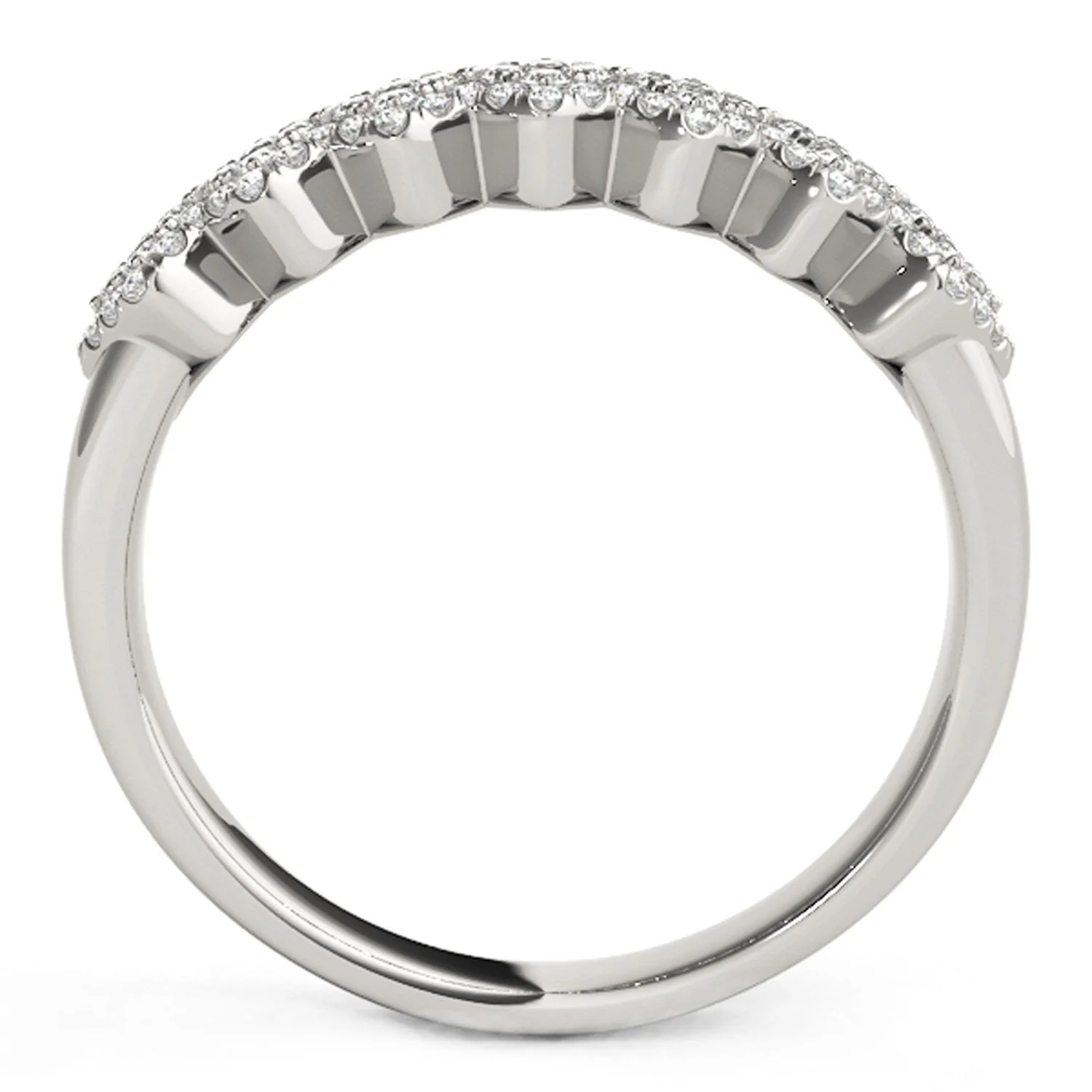 Diamond Studded Wide Multi-Diagonal Pattern Ring in 14k White Gold (5/8 cttw) - Image 7