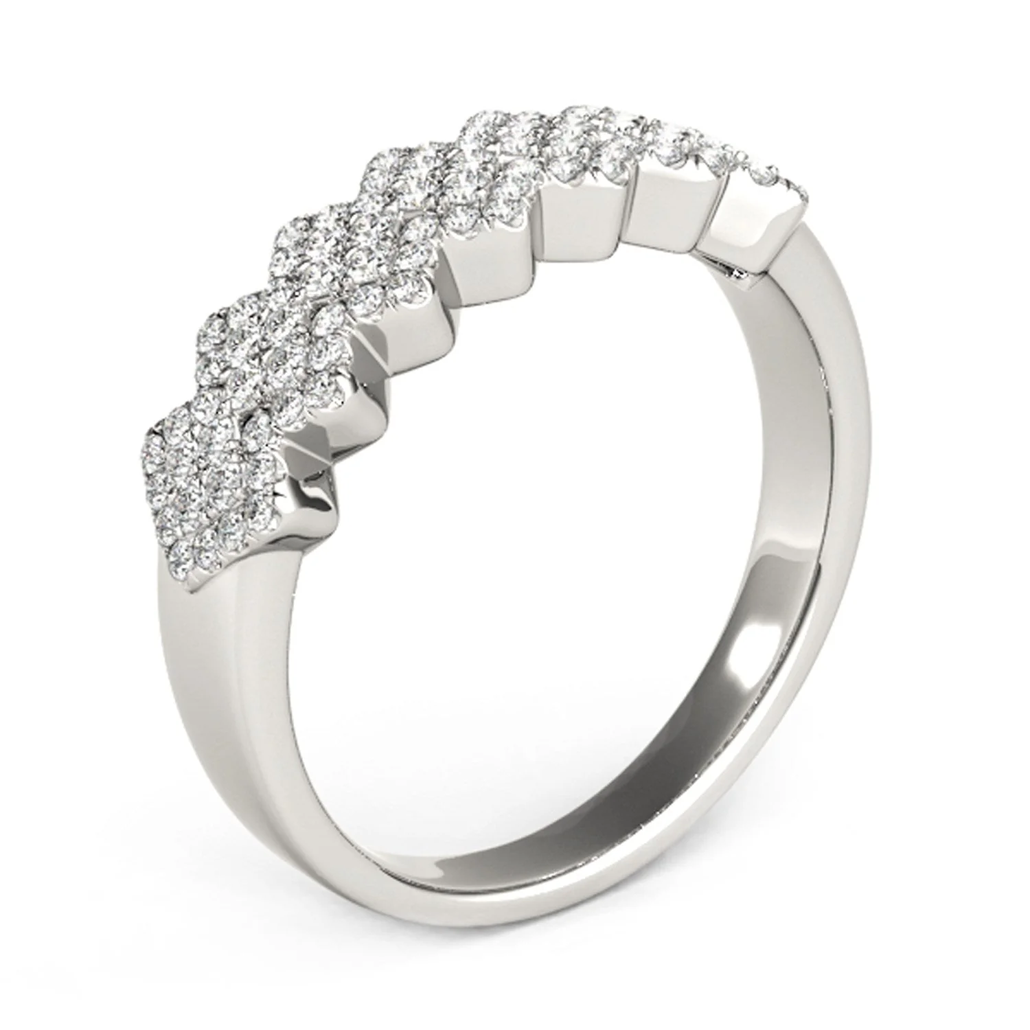 Diamond Studded Wide Multi-Diagonal Pattern Ring in 14k White Gold (5/8 cttw) - Image 8