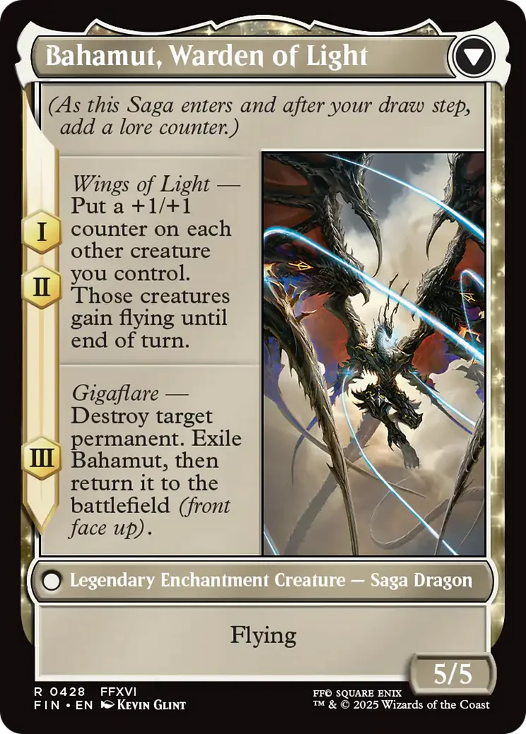 Dion, Bahamut's Dominant // Bahamut, Warden of Light (FIN-428) - FINAL FANTASY: (enchantment, Extended Art)