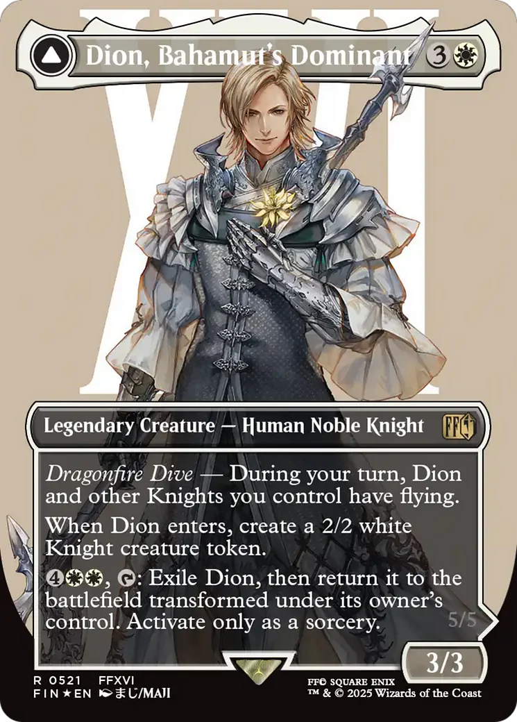 Dion, Bahamut's Dominant // Bahamut, Warden of Light (FIN-521) - FINAL FANTASY: (enchantment) (Borderless) Foil - Image 2