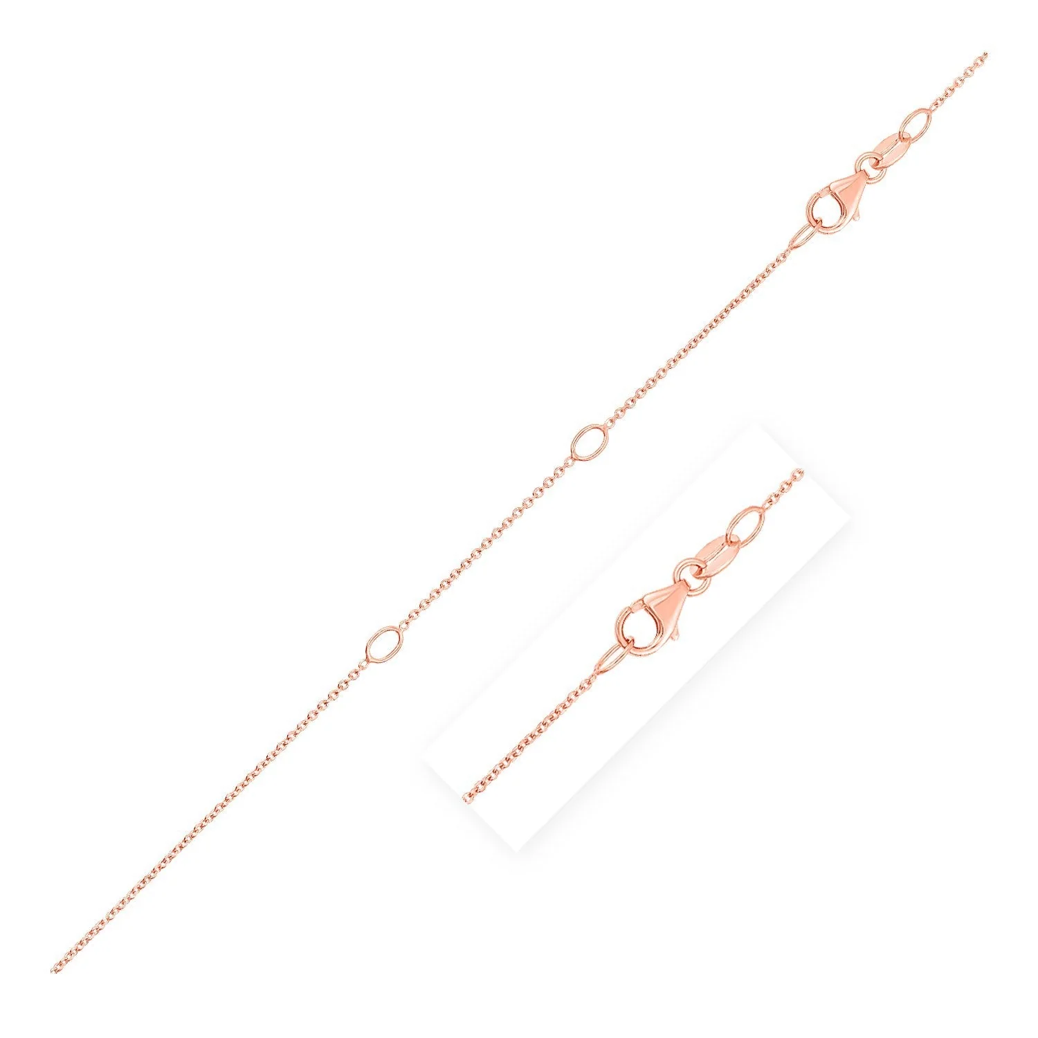 Double Extendable Cable Chain in 14k Rose Gold (1.0mm) - Image 3